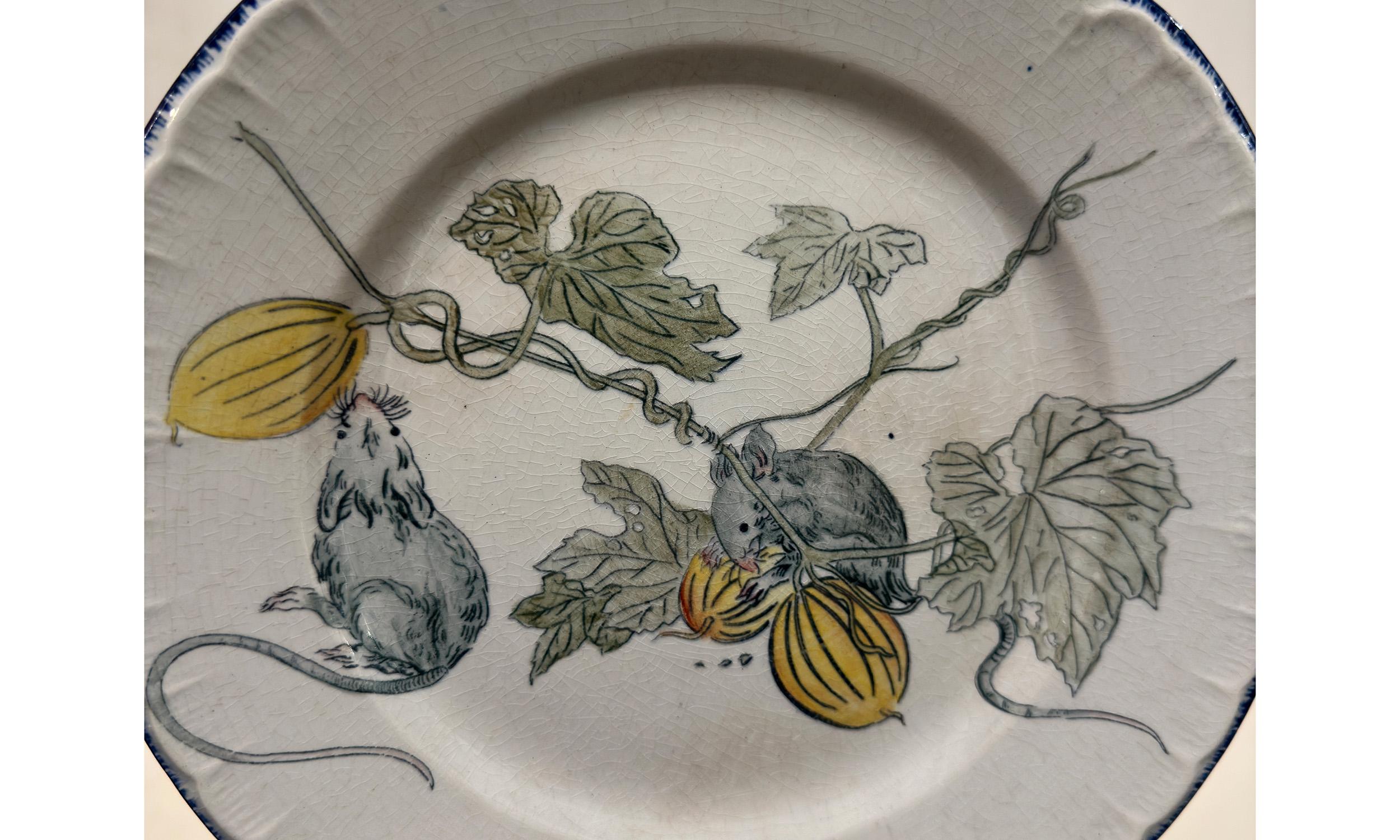 Céramique Plat de service Choisy-le-Roi pour L'Escalier de Cristal, 19e « Grands Oiseaux » en vente