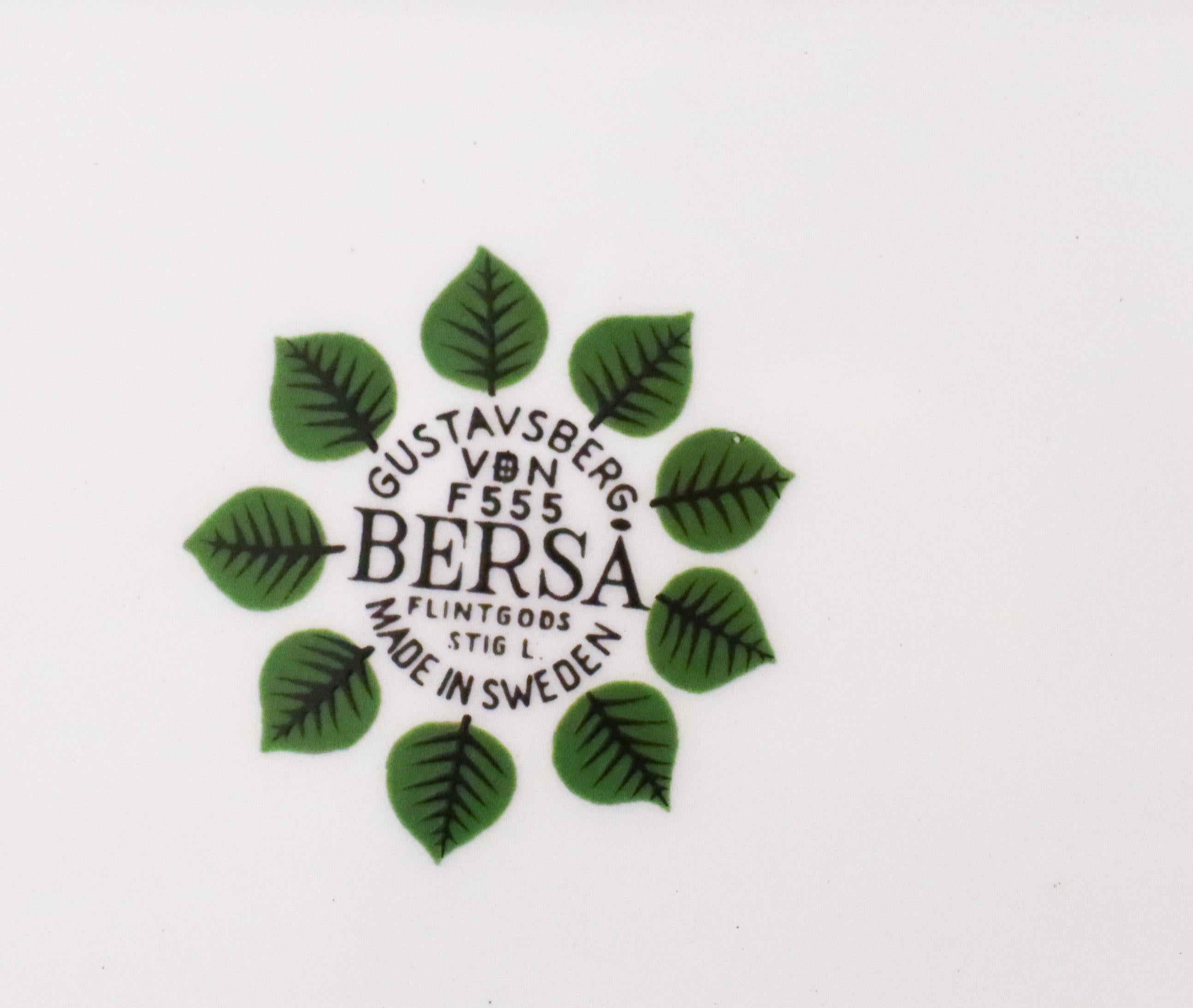 Smaltato Piatto da portata, Stig Lindberg, Gustavsberg, Svezia, Berså / Bersa Green Leafs in vendita