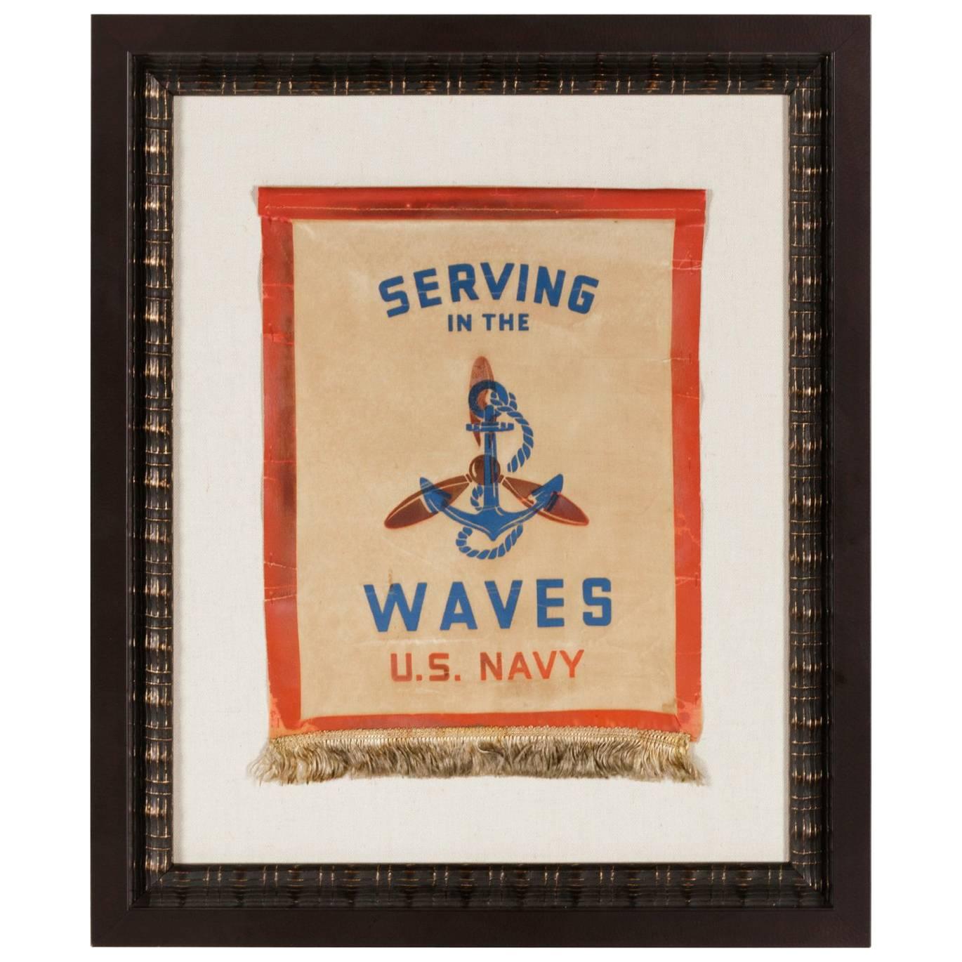 Serving in the Waves, an Extremely Rare WWII Service Banner