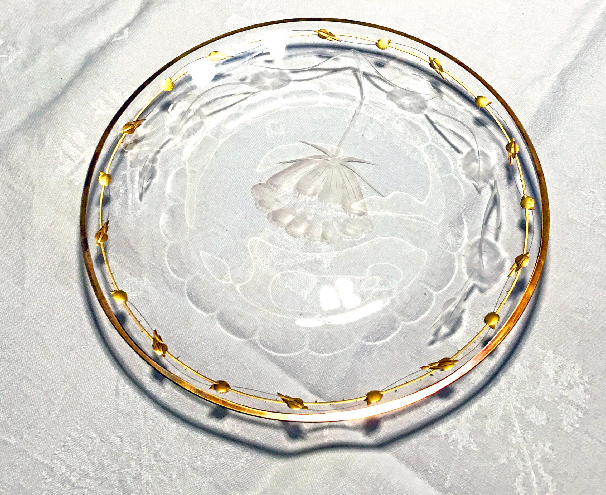 This is one big serving plate of hand blown crystal made by Moser in the ever popular Art Nouveau 