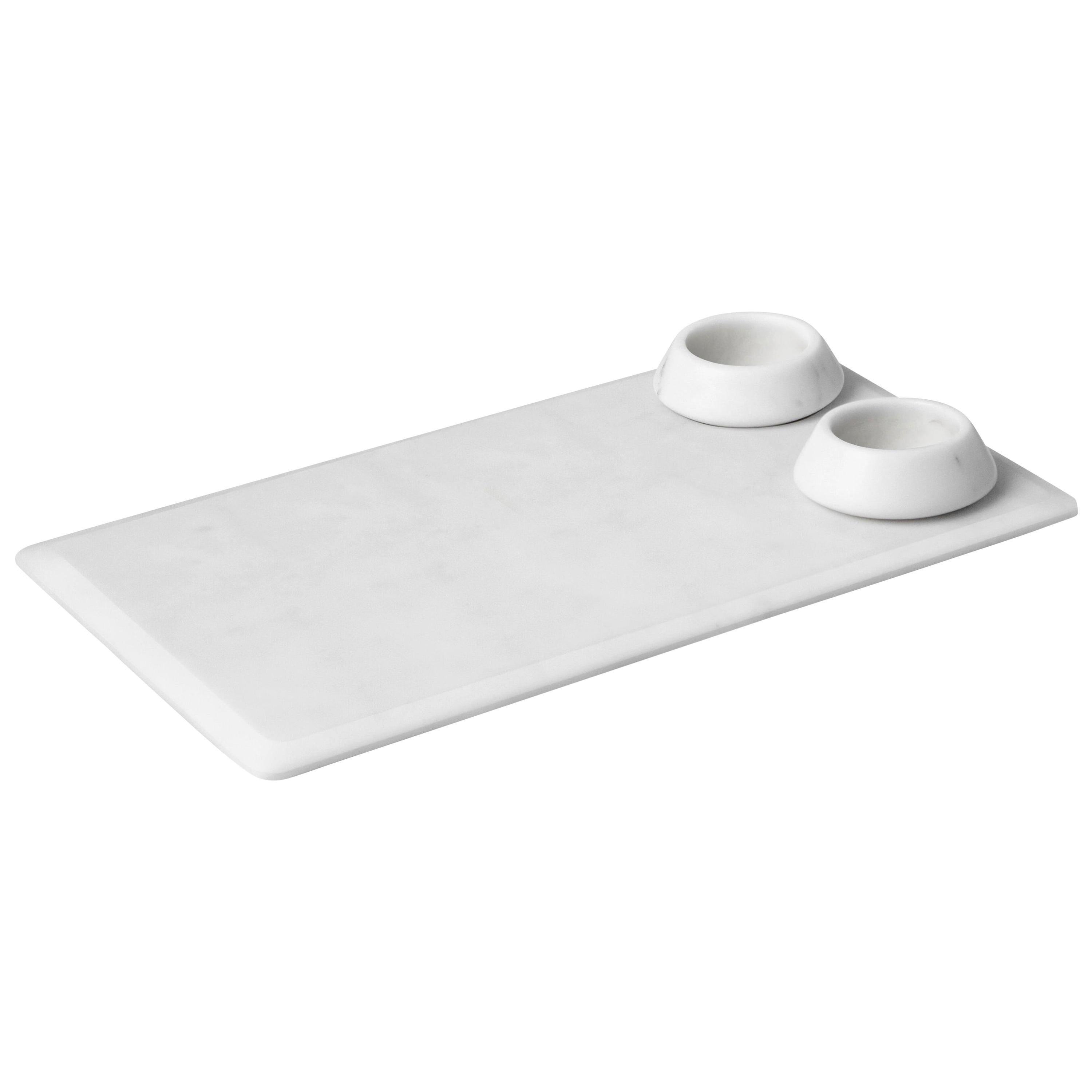 New Modern Serving Platter with Bowls in white Marble, Ivan Colominas Stock