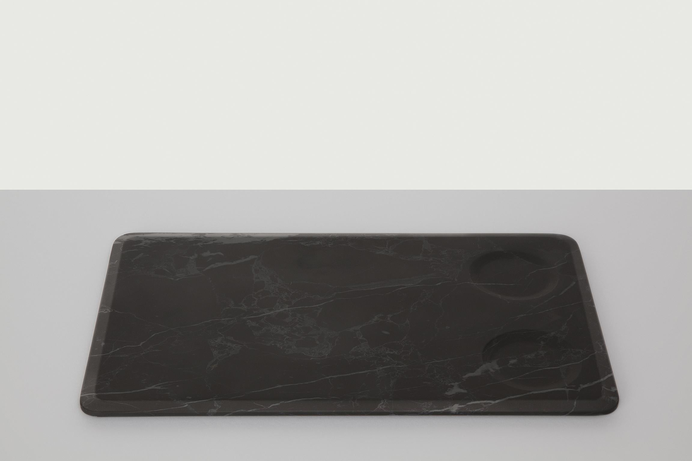 Neu, moderne Servierplatte mit Schalen aus weißem Marmor Creator Colominas (Moderne) im Angebot