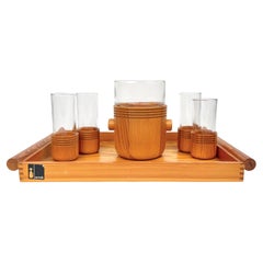 Serving Set of Tray Ice Bucket and Glasses by Alvar Aalto for Artek, Italy 1960s