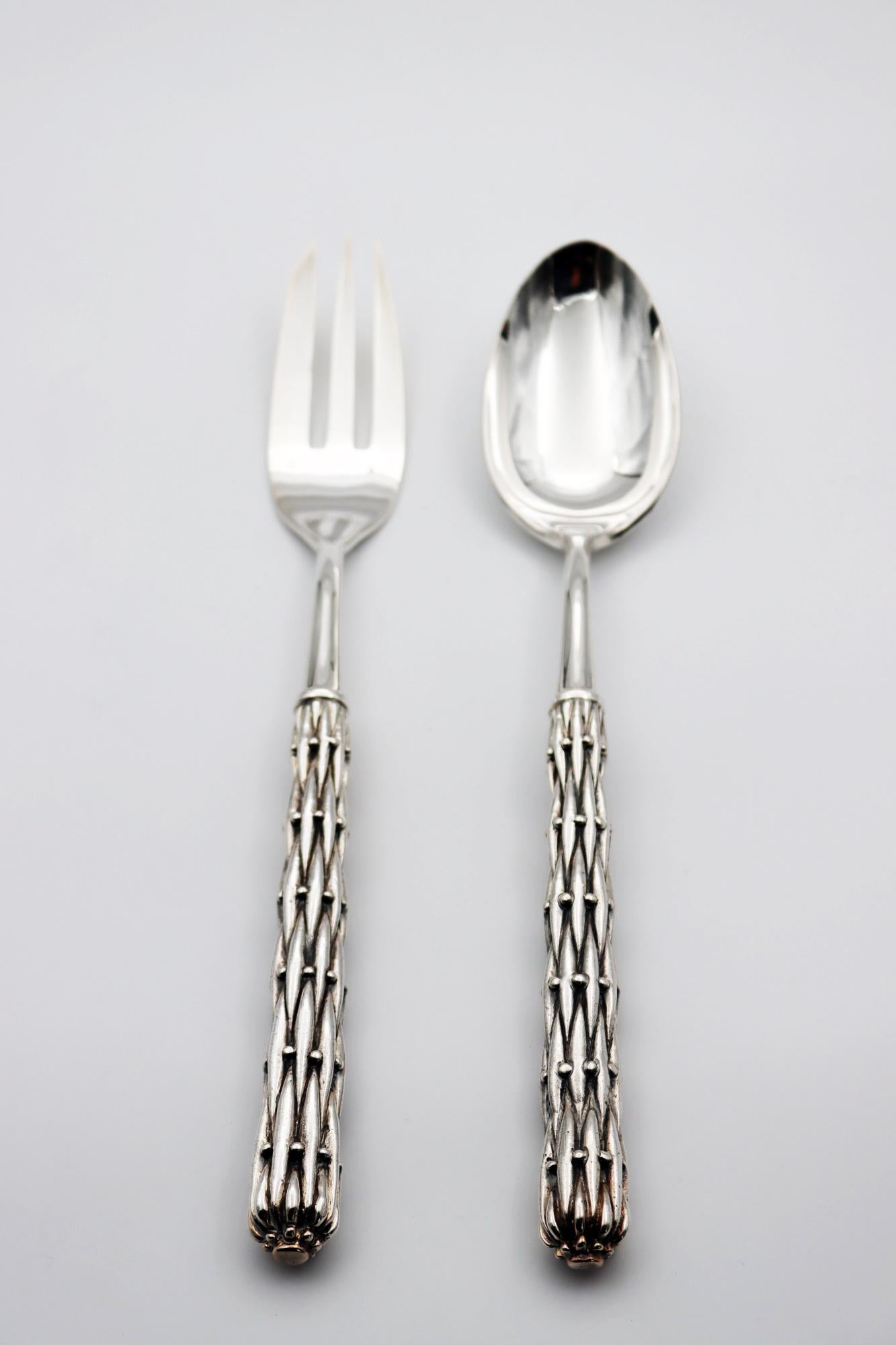 Argenté Cuillère de service et fourchette en bronze argenté en vente