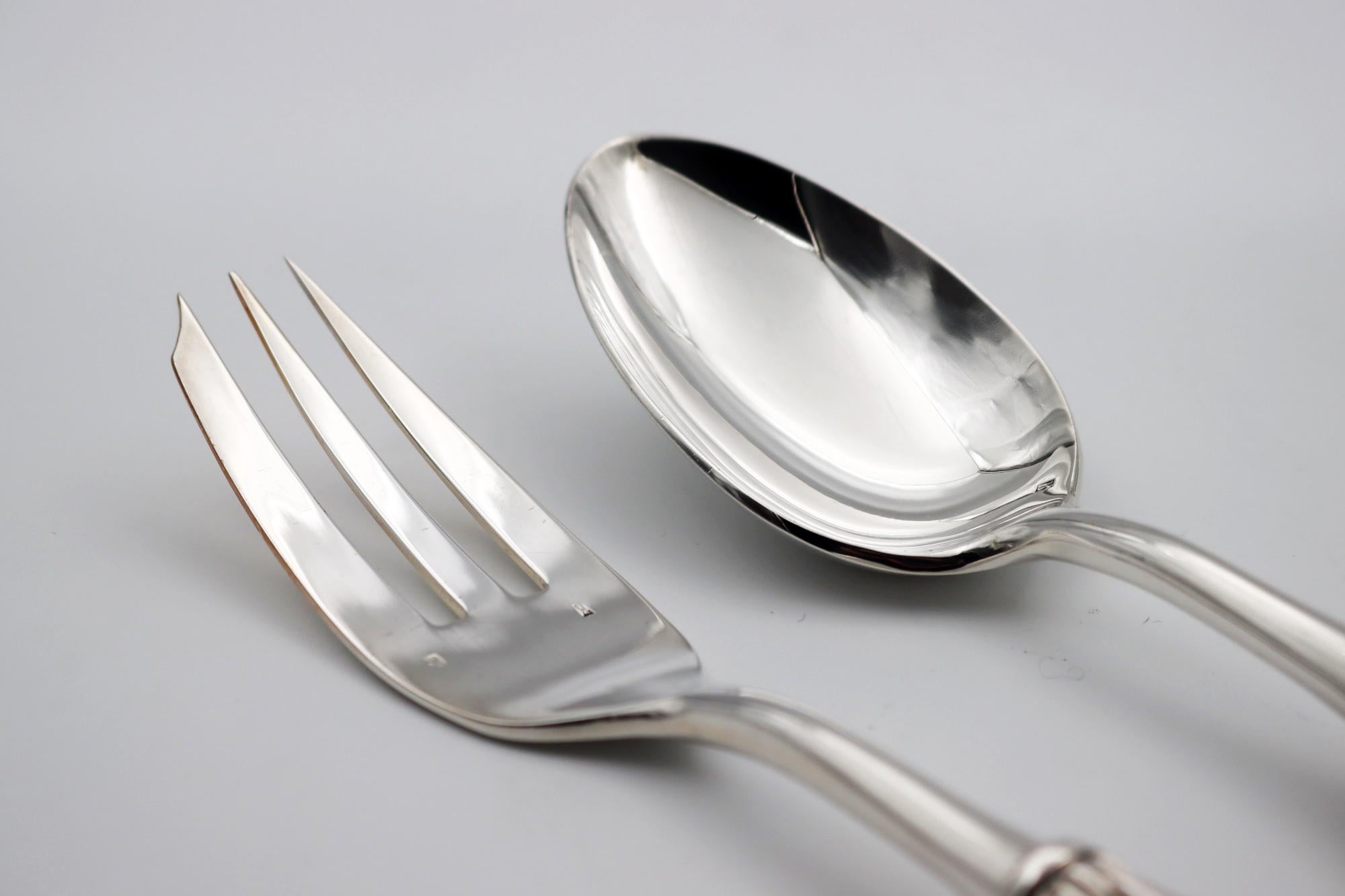 Cuillère de service et fourchette en bronze argenté Neuf - En vente à Saint-Ouen, FR