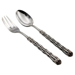 Serving Spoon and Fork in Silver Bronze