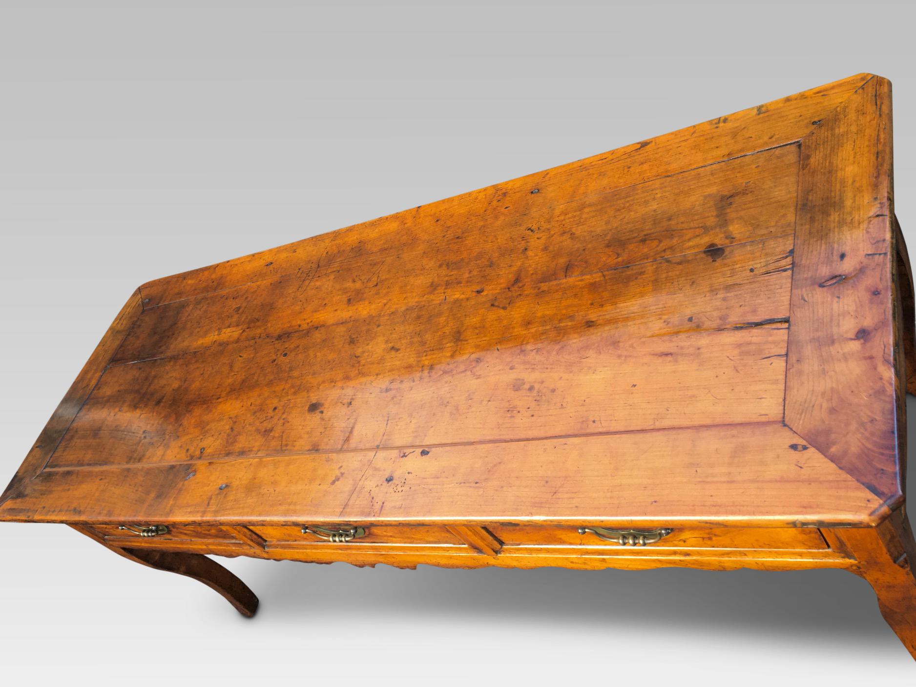 Hand-Carved  Dresser Base. Serving Table, Cherrywood, French, circa 1800