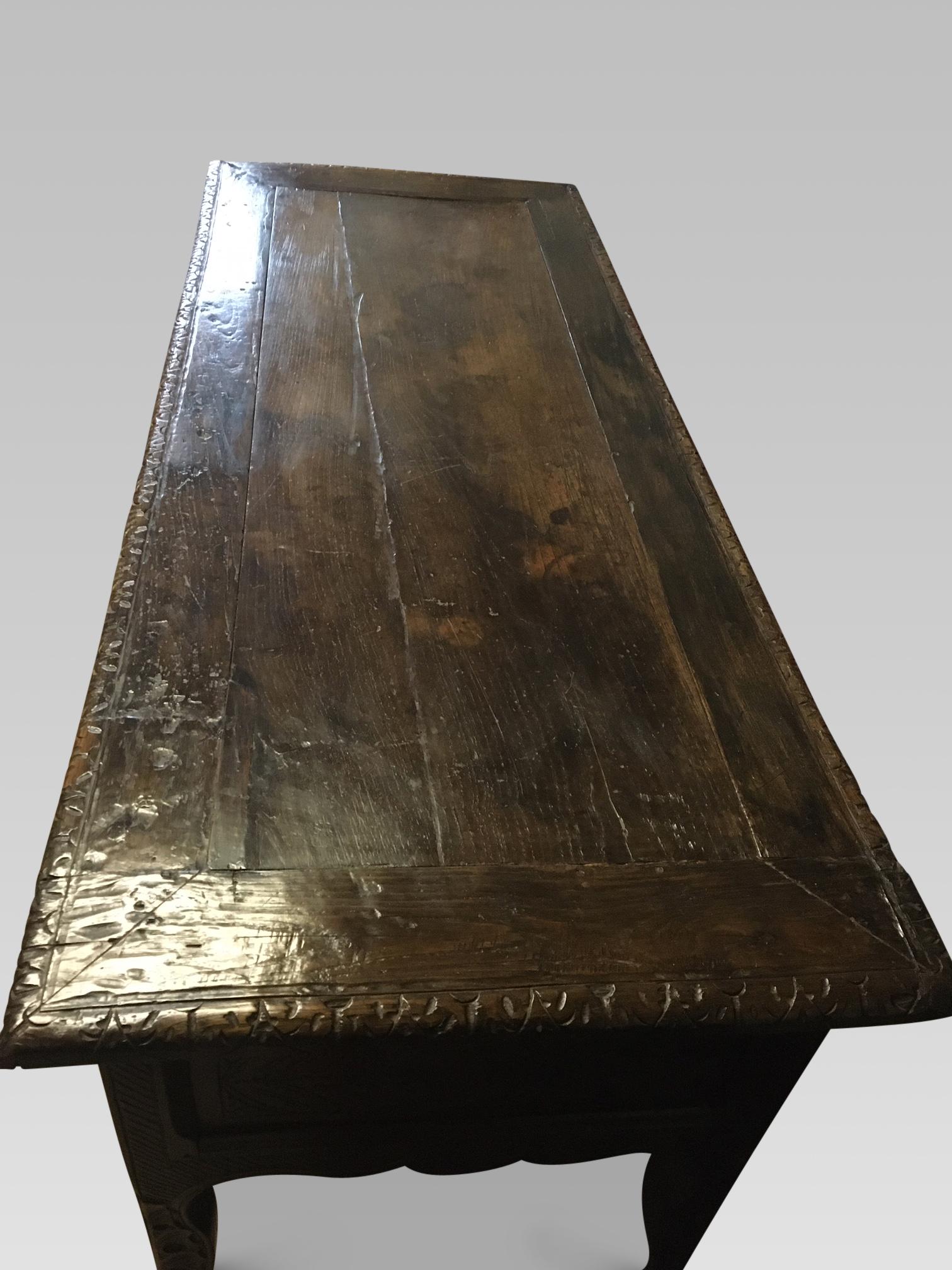 Hand-Carved Serving Table, French Late 18th Century, Oak  For Sale