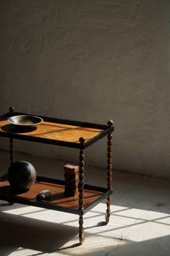 Serving Table in Birch, Danish Cabinetmaker, Twisted Legs, Early 20th Century