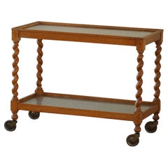 Serving Table in Oak by a Danish Cabinetmaker, Twisted Legs, Early 20th Century