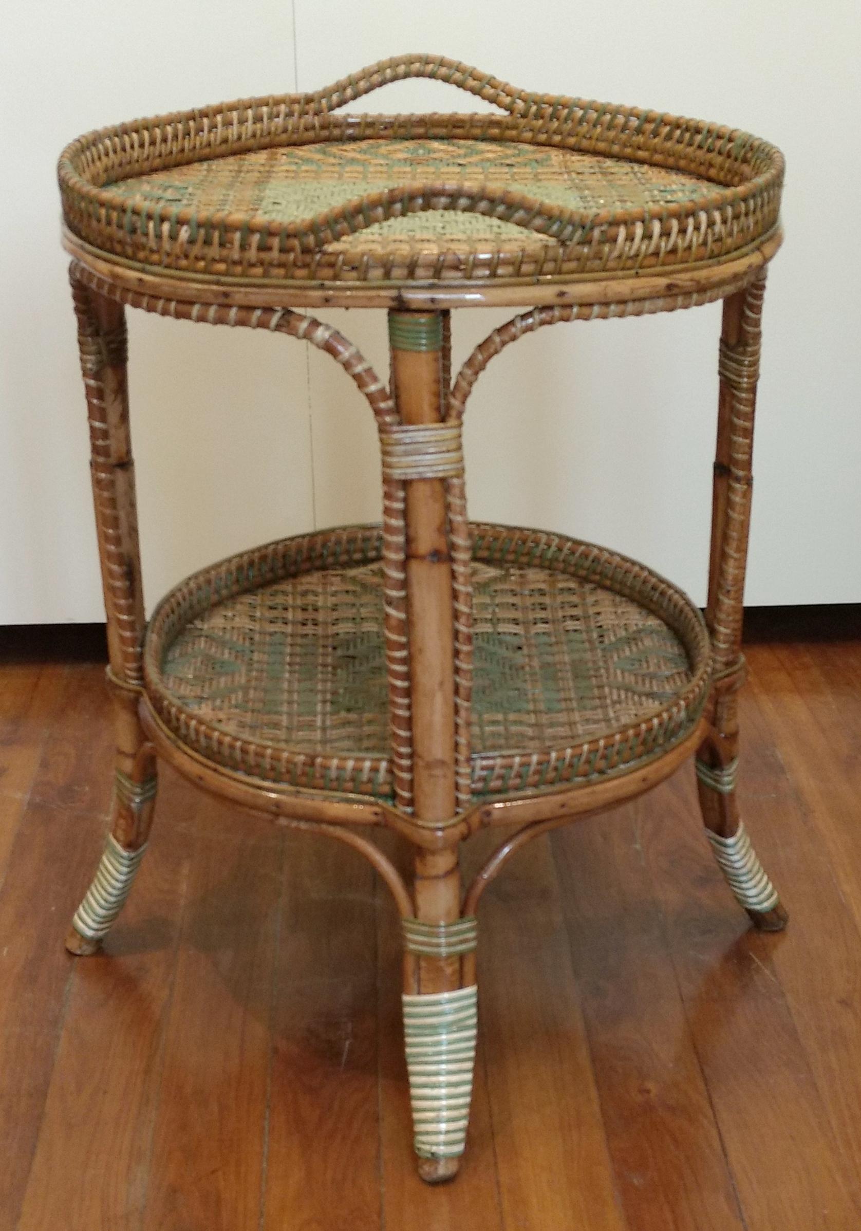 Serving Table in Woven and Lacquered Rattan, France, circa 1900 2