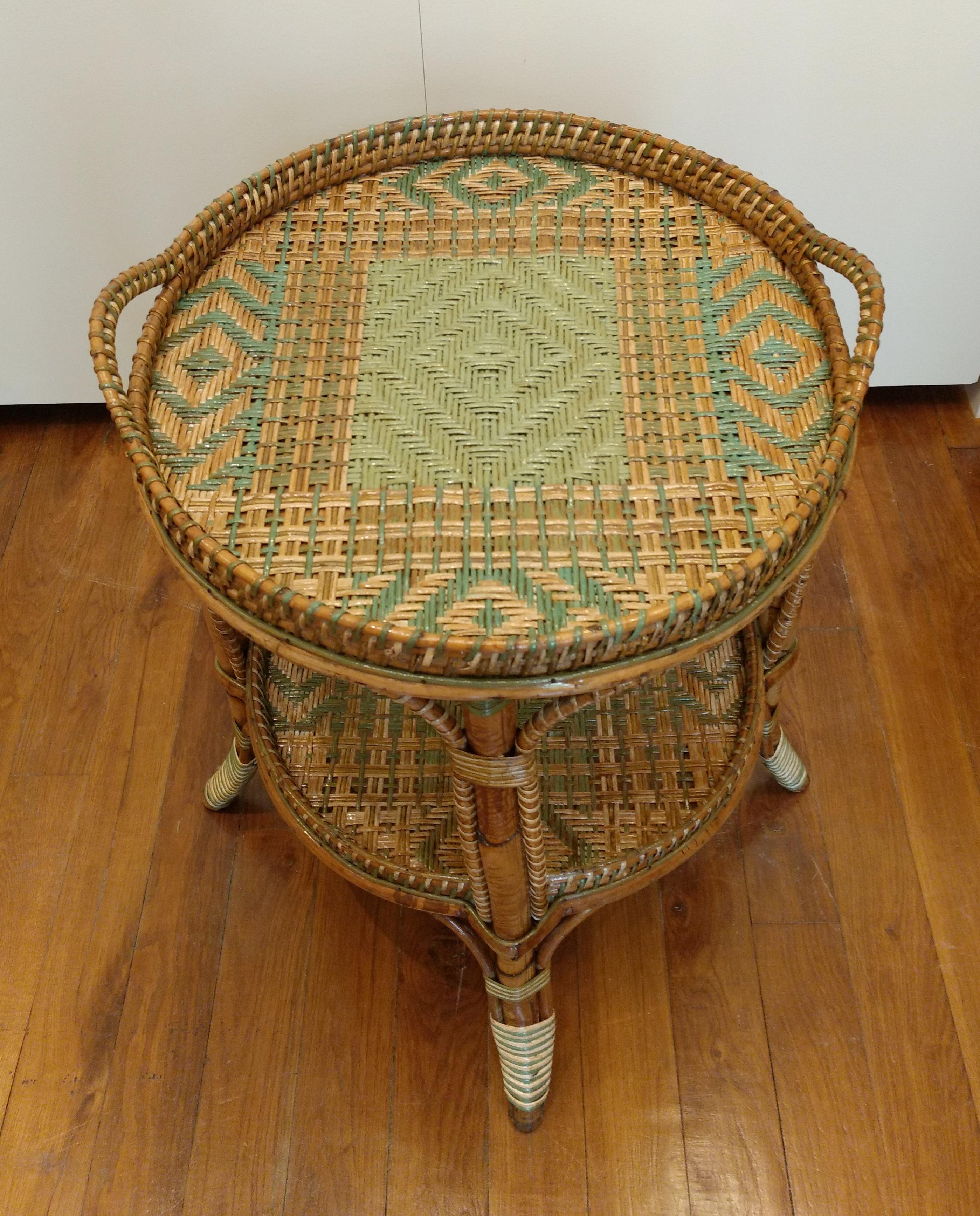 Serving Table in Woven and Lacquered Rattan, France, circa 1900 3