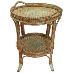Serving Table in Woven and Lacquered Rattan, France, circa 1900