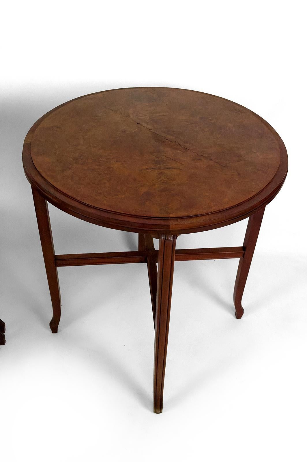 Serving table / nesting tables convertible into 2 side tables, Art Nouveau, 1910 For Sale 5