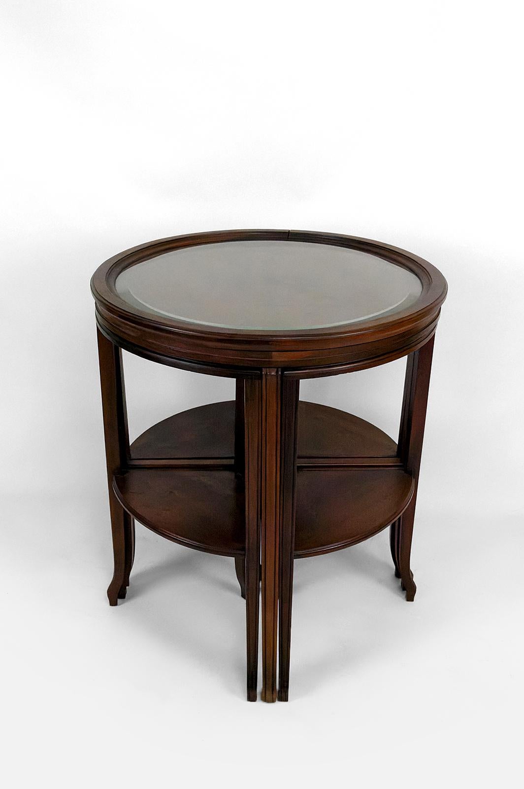 French Serving table / nesting tables convertible into 2 side tables, Art Nouveau, 1910 For Sale