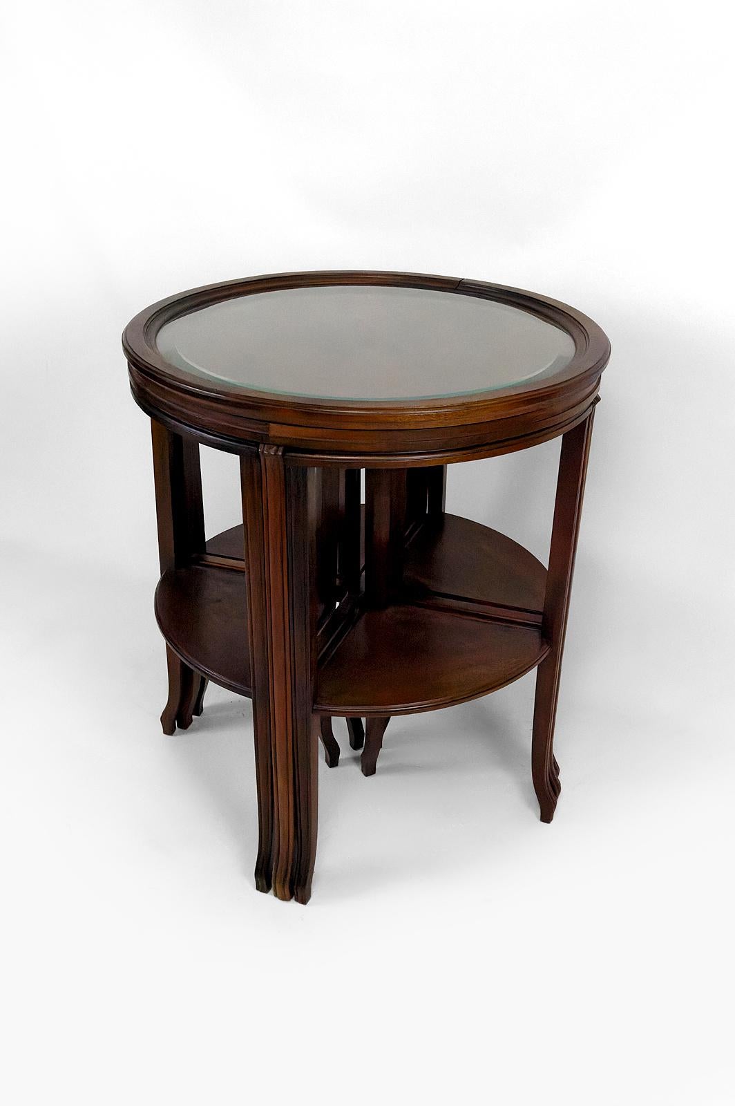 Early 20th Century Serving table / nesting tables convertible into 2 side tables, Art Nouveau, 1910 For Sale