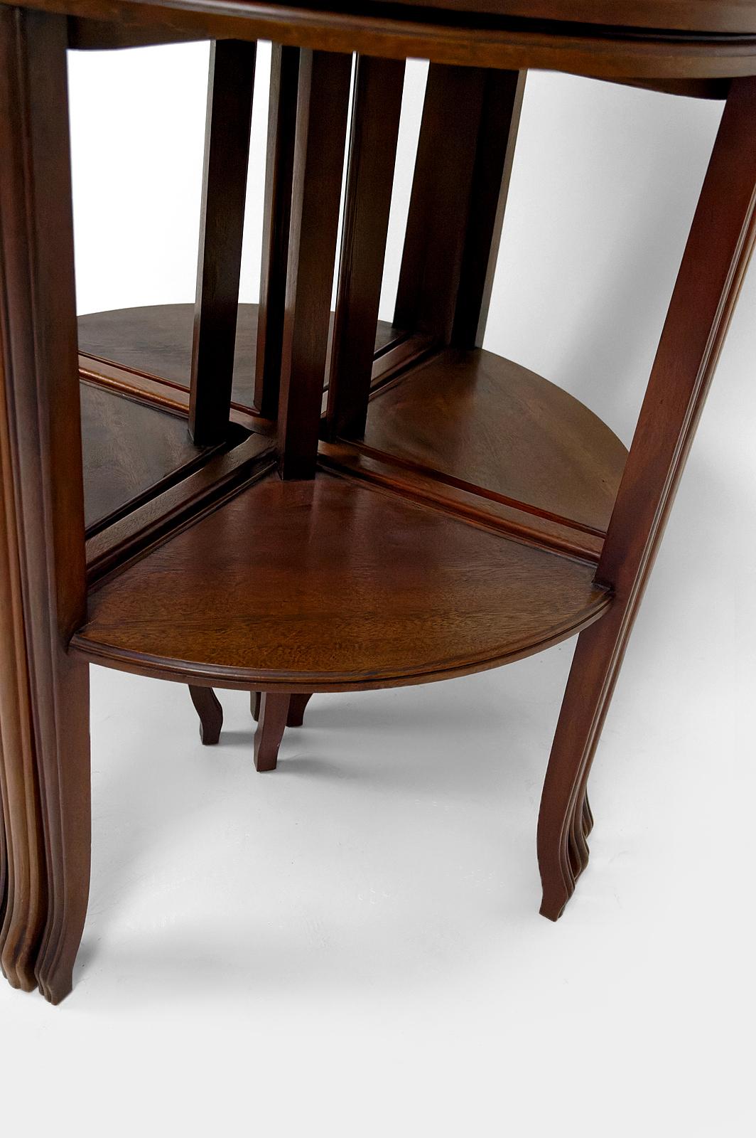 Serving table / nesting tables convertible into 2 side tables, Art Nouveau, 1910 For Sale 1