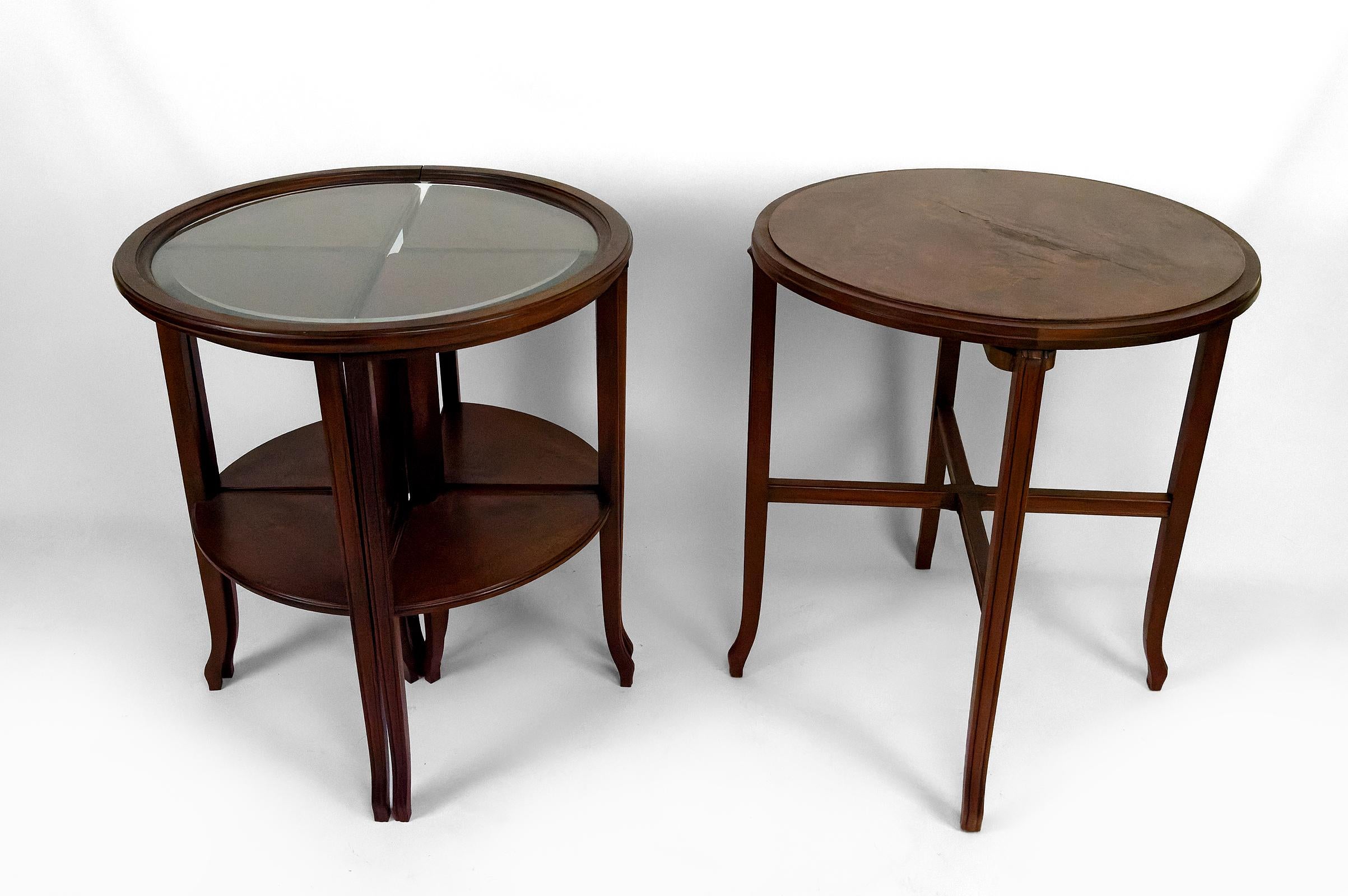 Serving table / nesting tables convertible into 2 side tables, Art Nouveau, 1910 For Sale 3