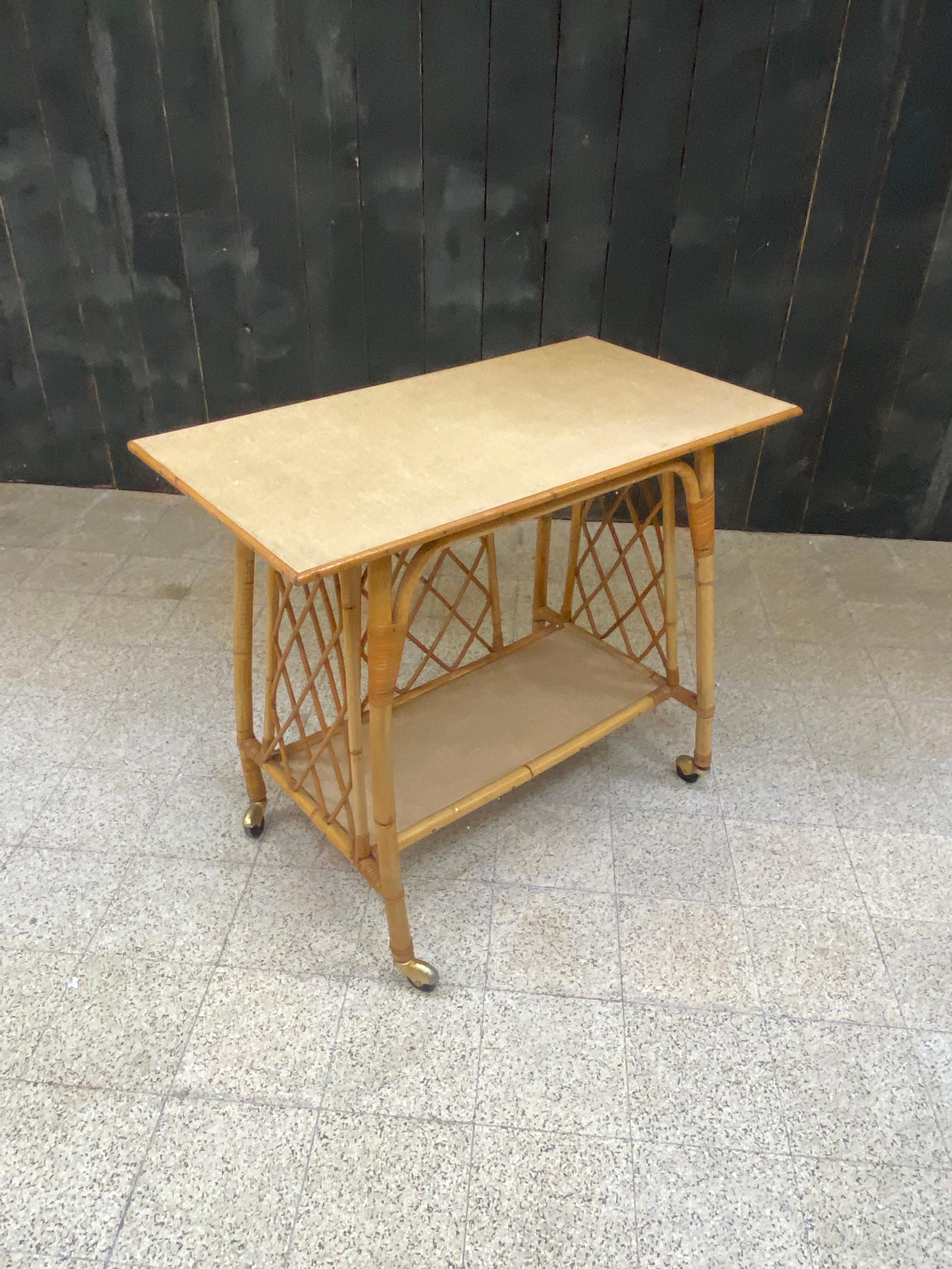 Mid-Century Modern Serving Table That Can Serve as a Multimedia Table 'TV, Hi-Fi' in Bamboo, 1960 For Sale