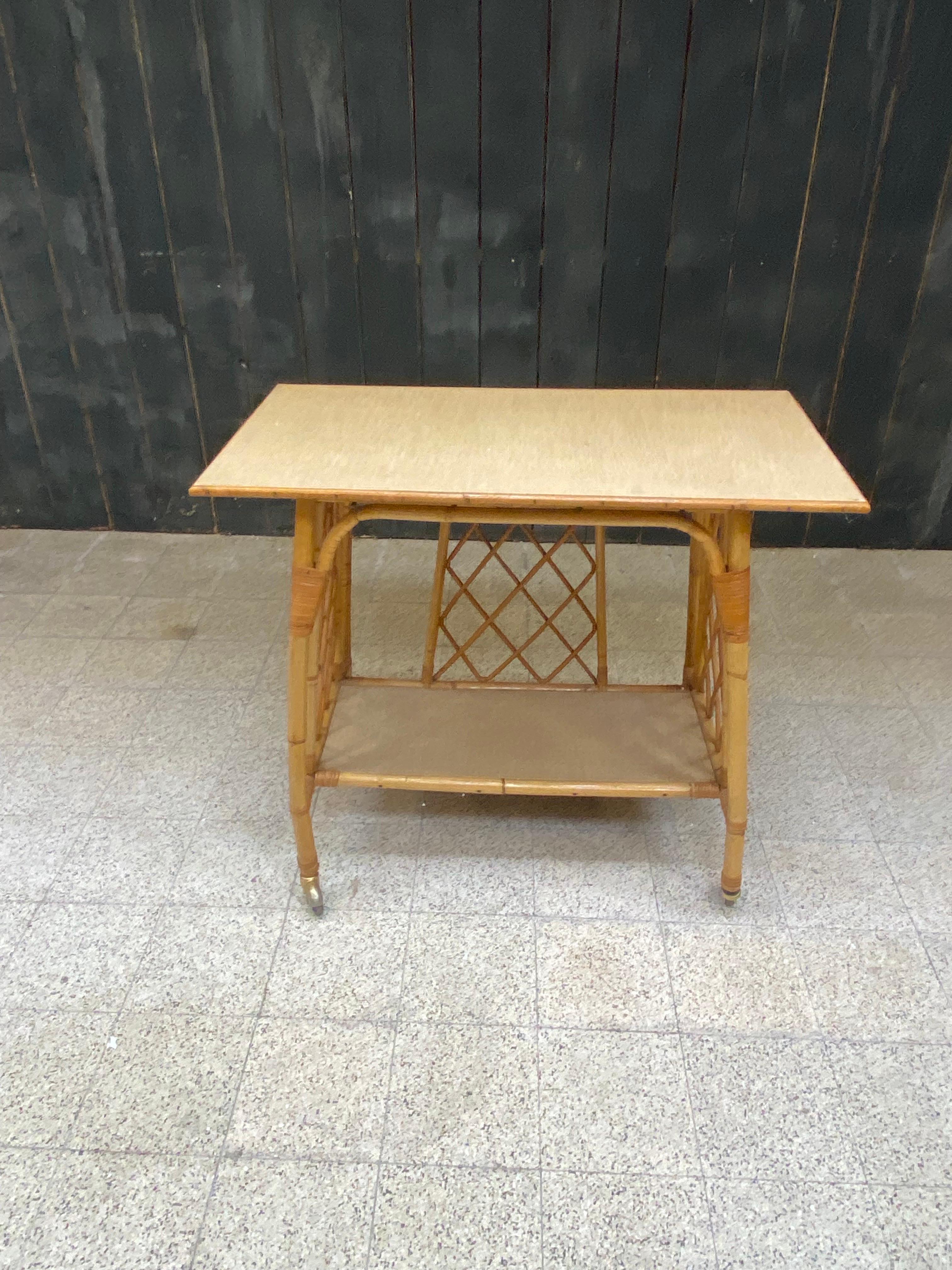 European Serving Table That Can Serve as a Multimedia Table 'TV, Hi-Fi' in Bamboo, 1960 For Sale