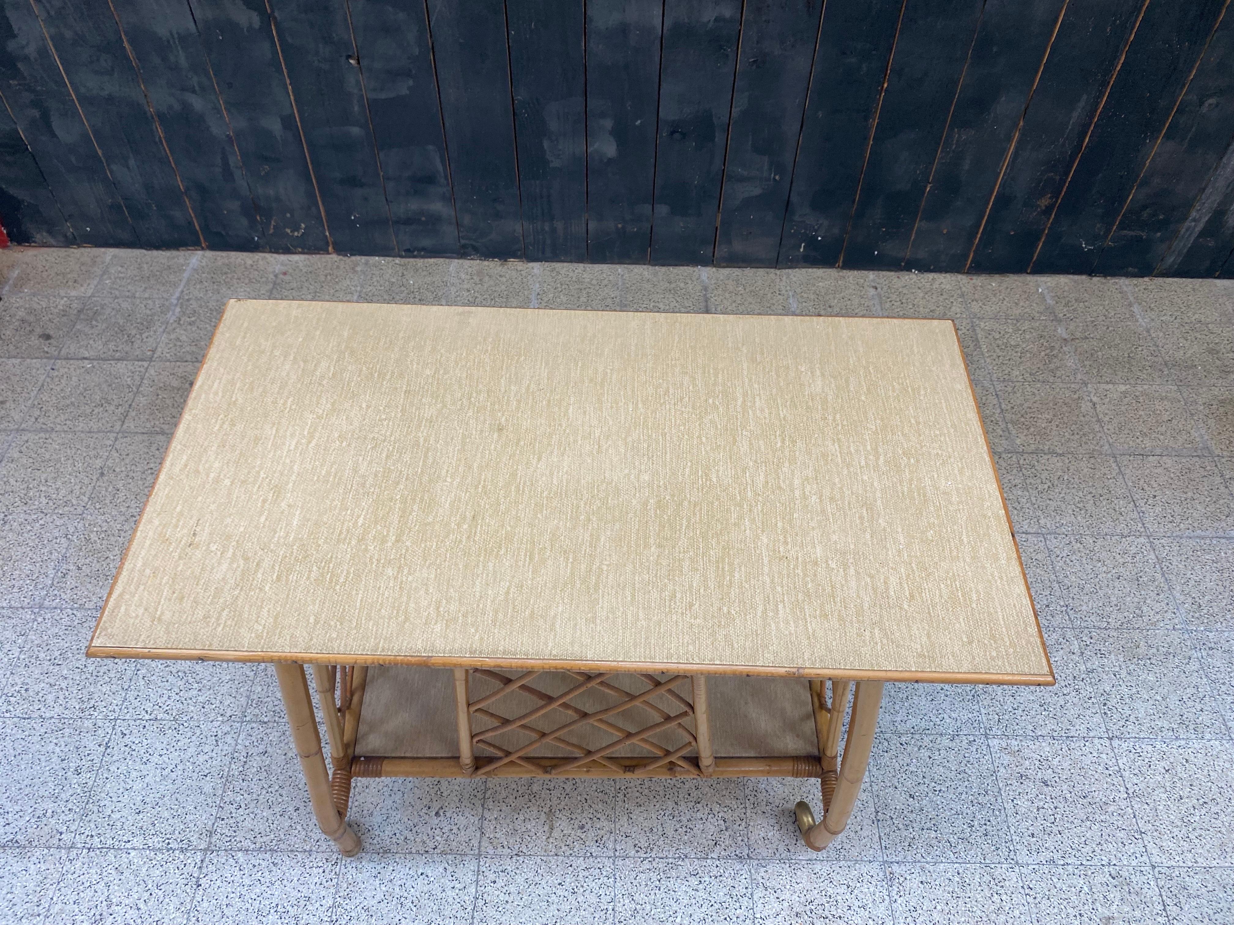 Mid-20th Century Serving Table That Can Serve as a Multimedia Table 'TV, Hi-Fi' in Bamboo, 1960 For Sale