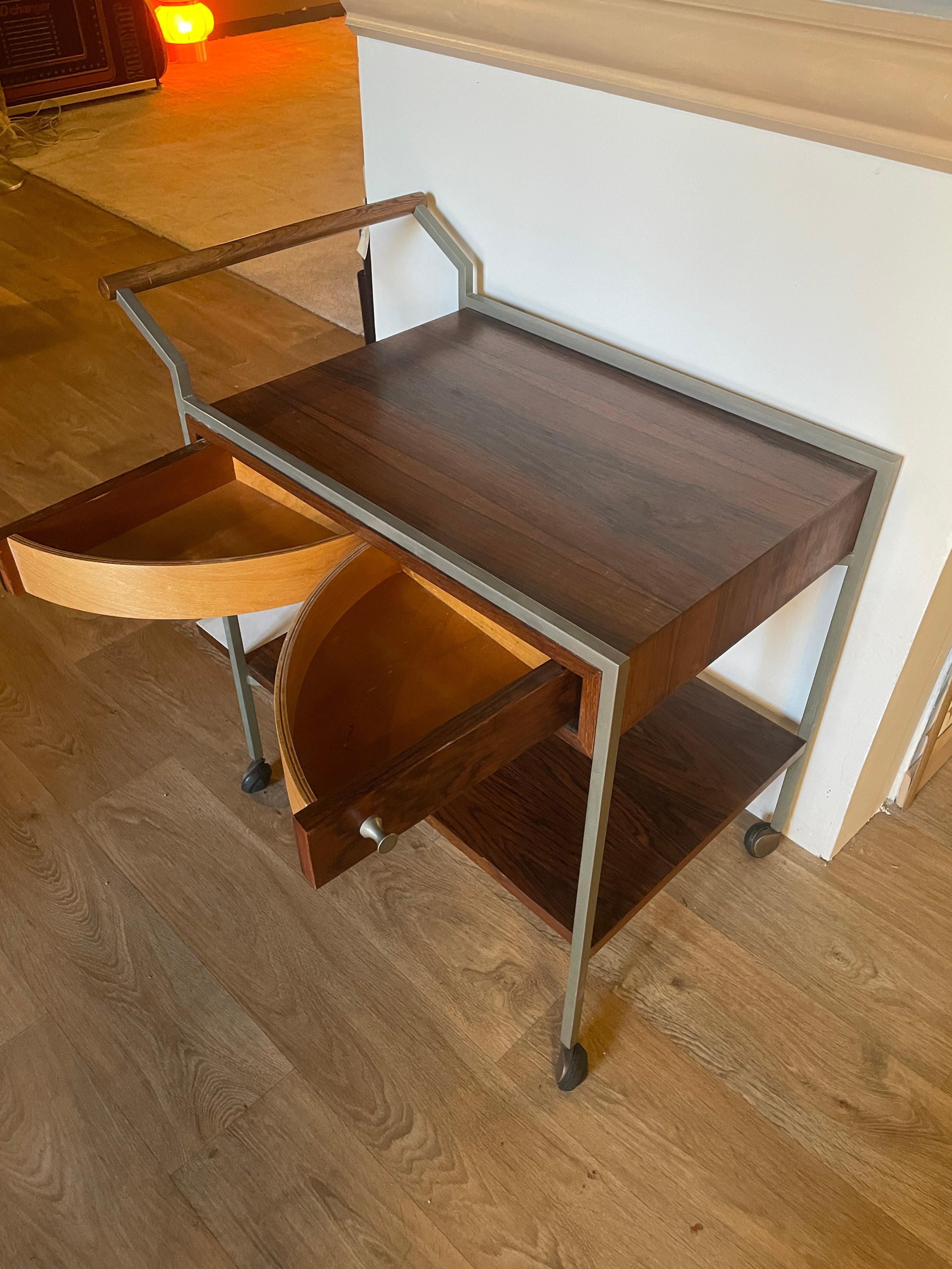 Mid-Century Modern Serving Table Trolley by George Nelson Bar Cocktail 1960 Wood & Steel MidCentury