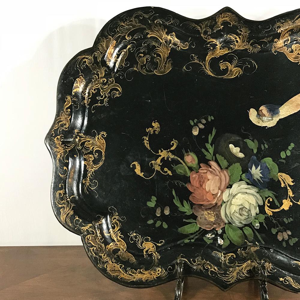 Paper Serving Tray, 19th Century English in Papier Mâché For Sale