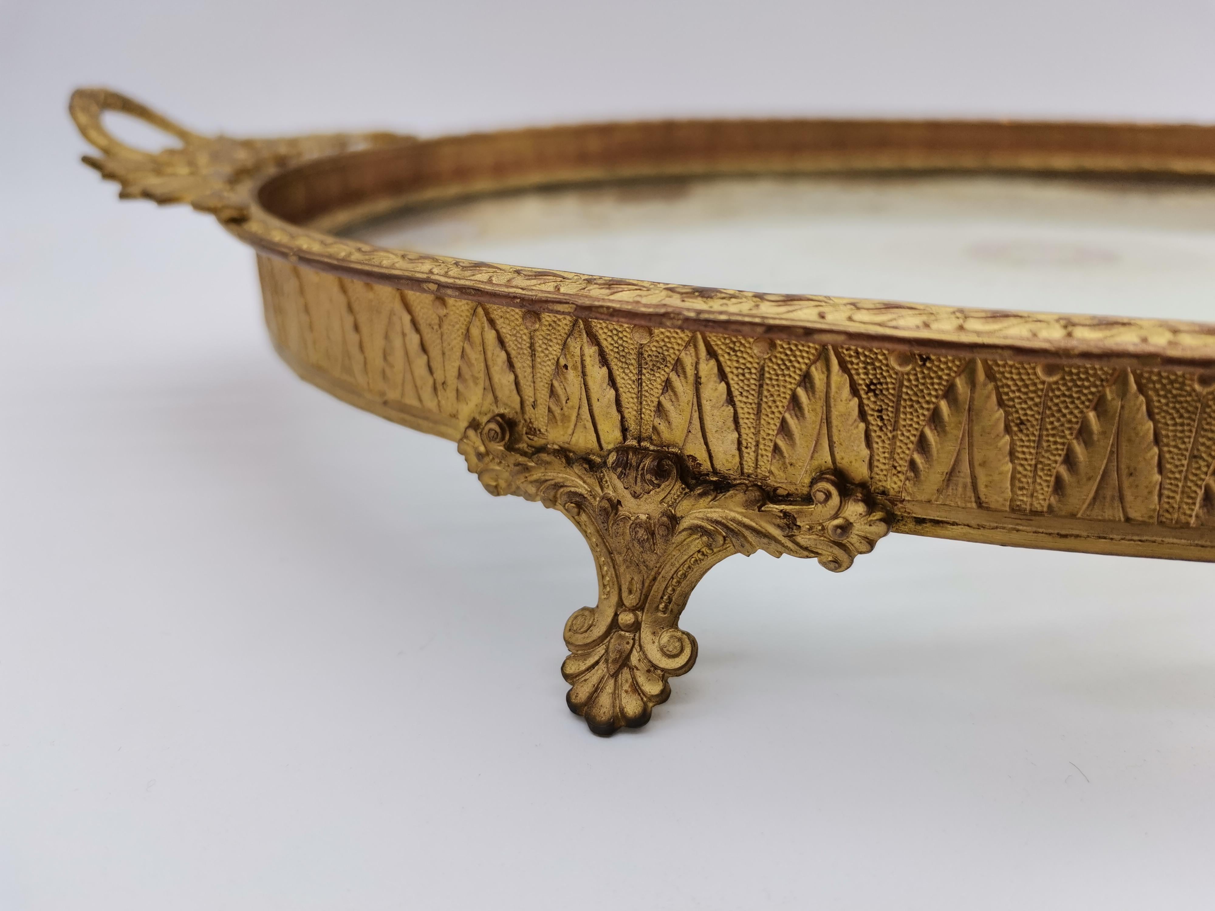 Serving Tray, Brass and Glass In Good Condition For Sale In Vienna, AT