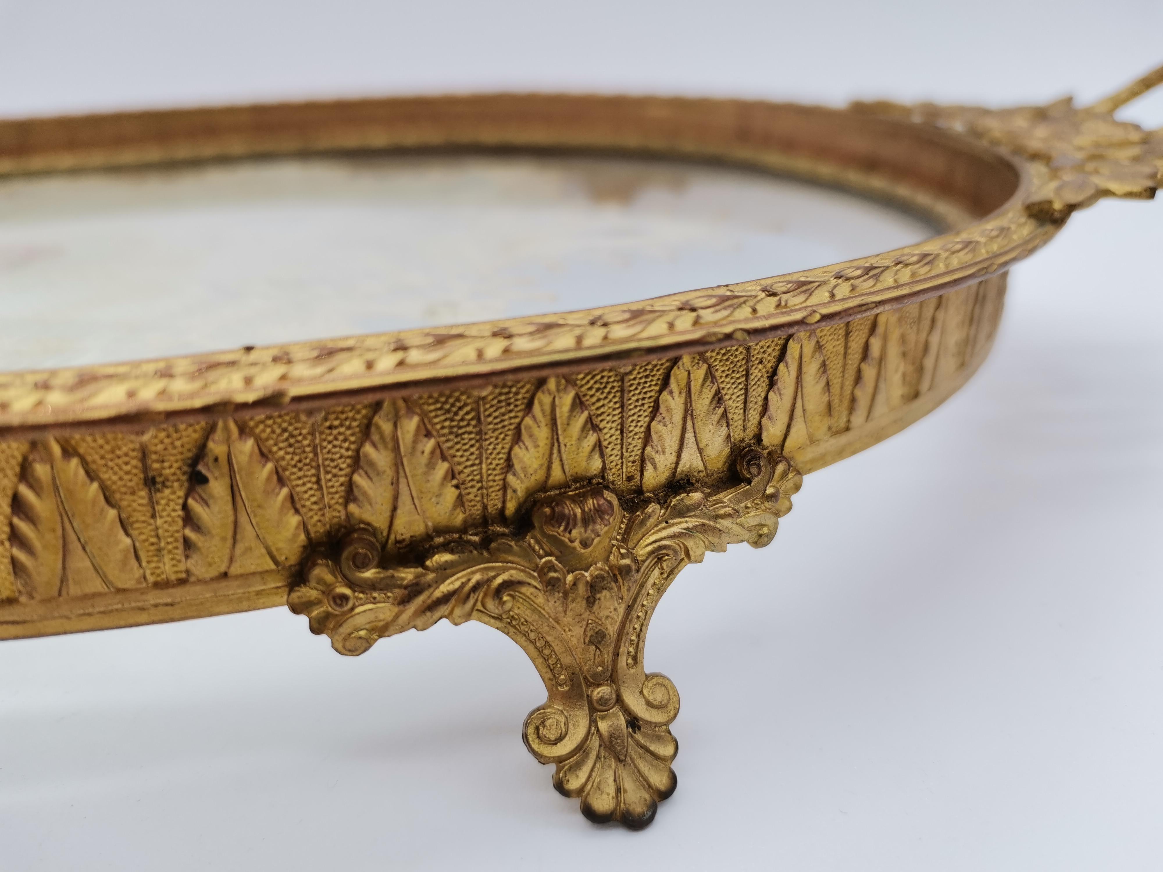 Serving Tray, Brass and Glass For Sale 2