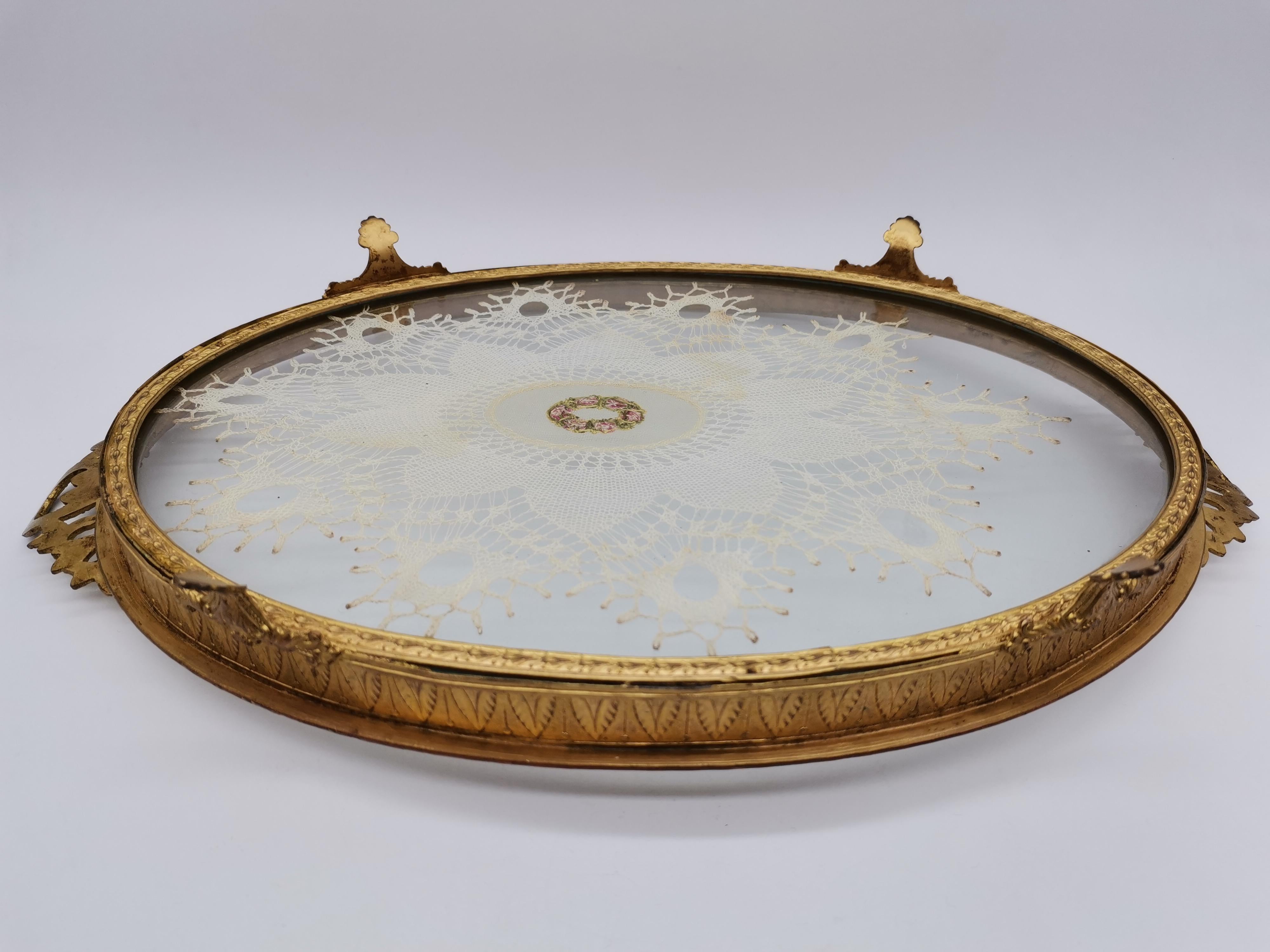 Serviertablett, Messing und Glas im Angebot 4