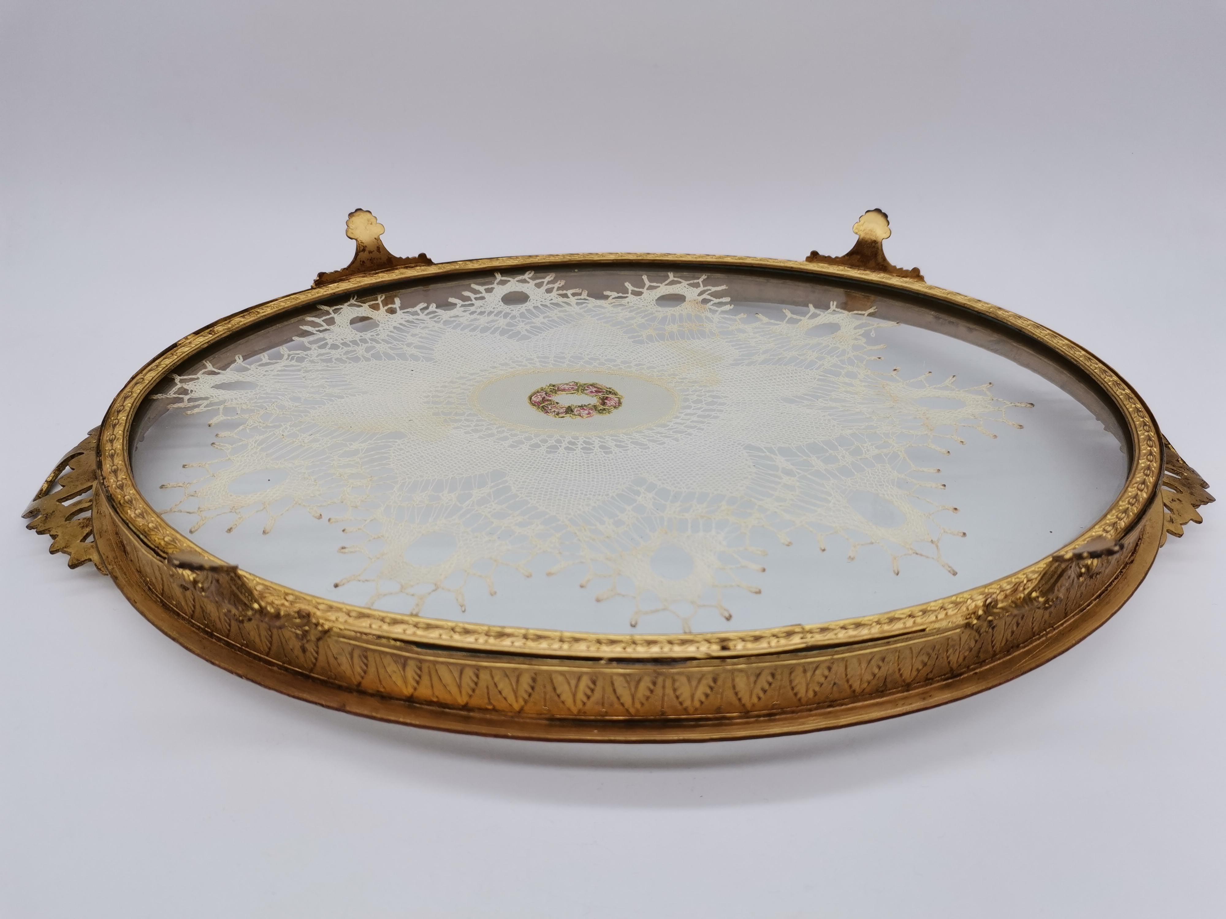 Serving Tray, Brass and Glass For Sale 4