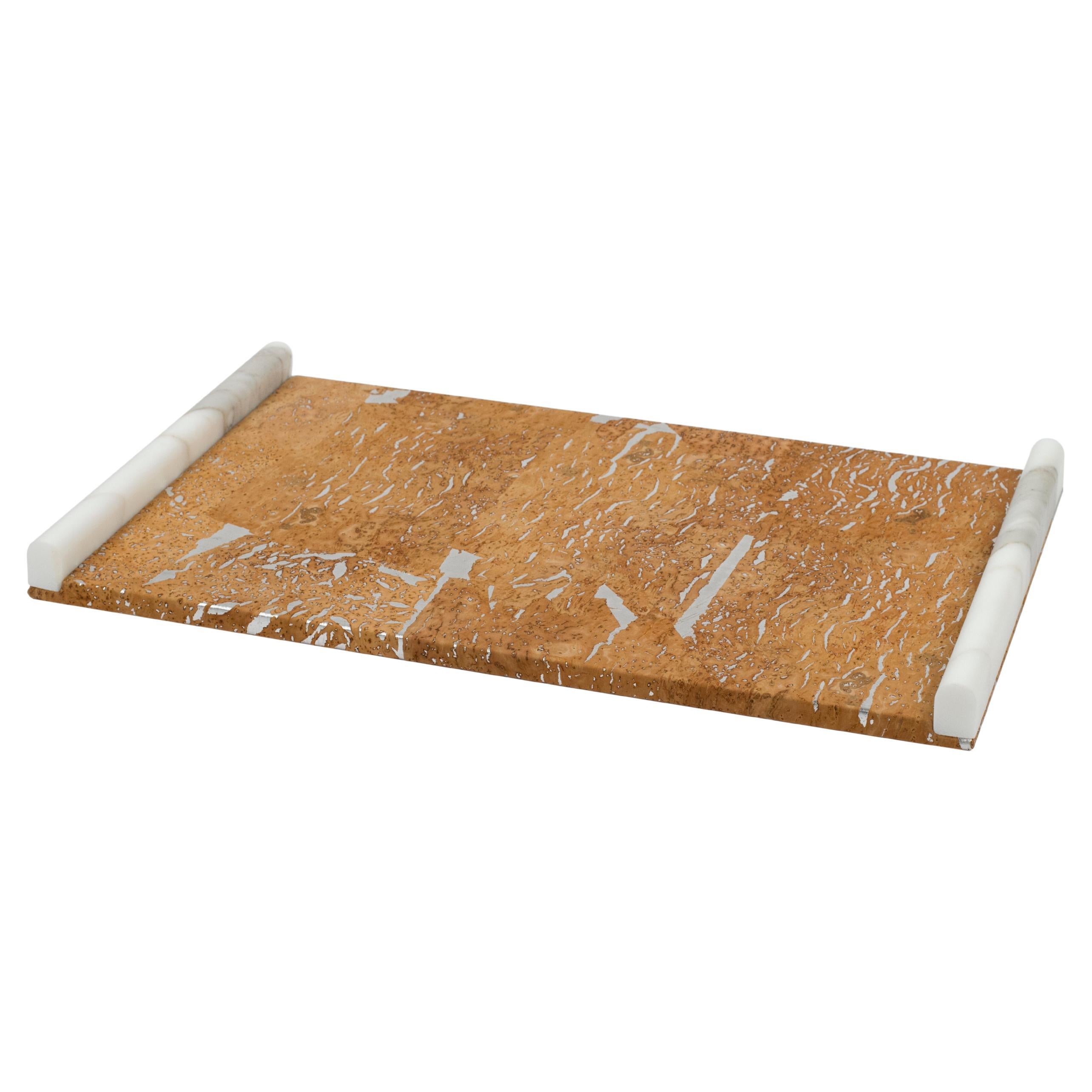 Serving Tray, Calacatta Marble & Cork, Handmade in Portugal by Lusitanus Home