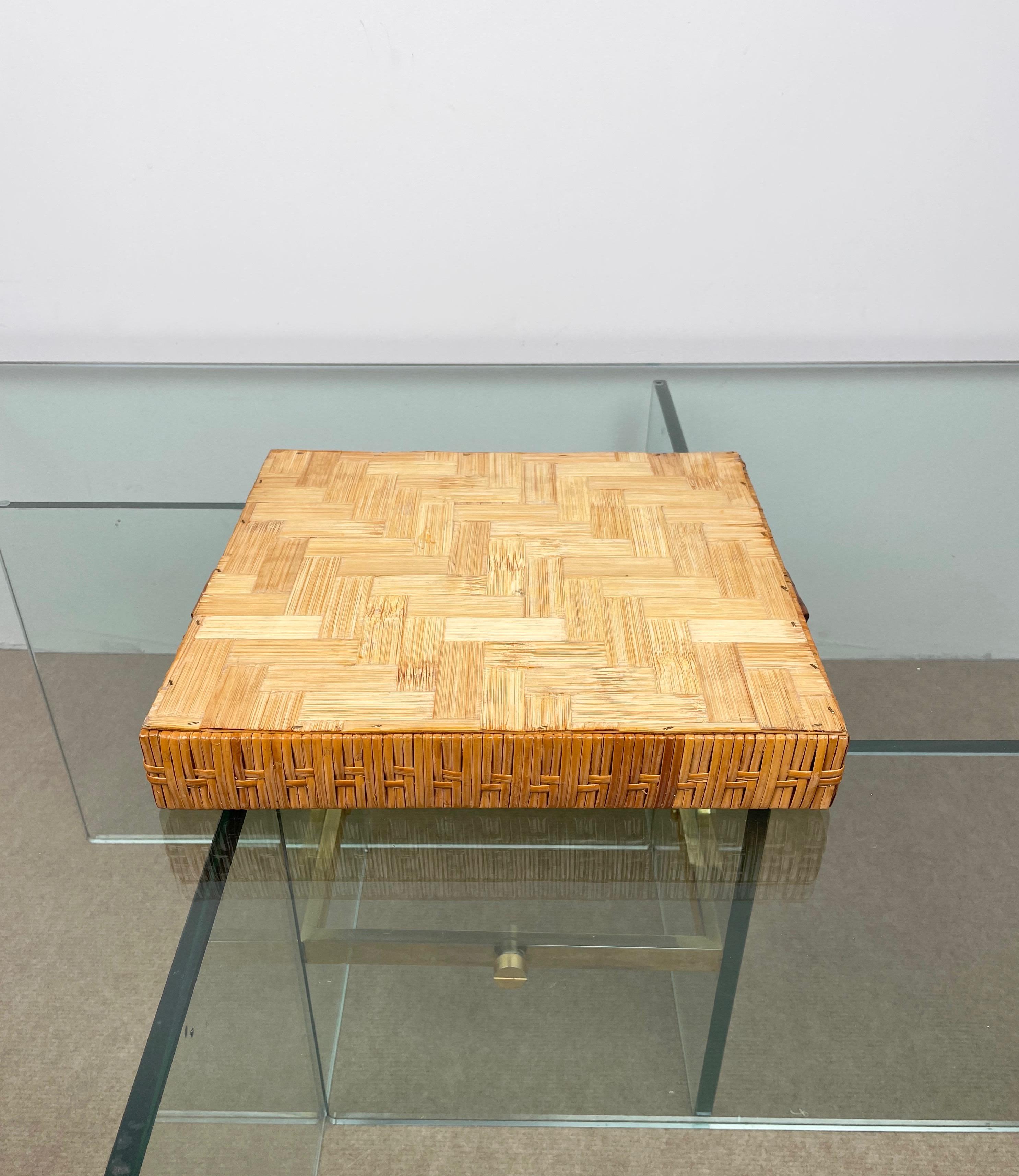 Plateau de service centre de table en bambou et rotin, Italie, 1970 en vente 6