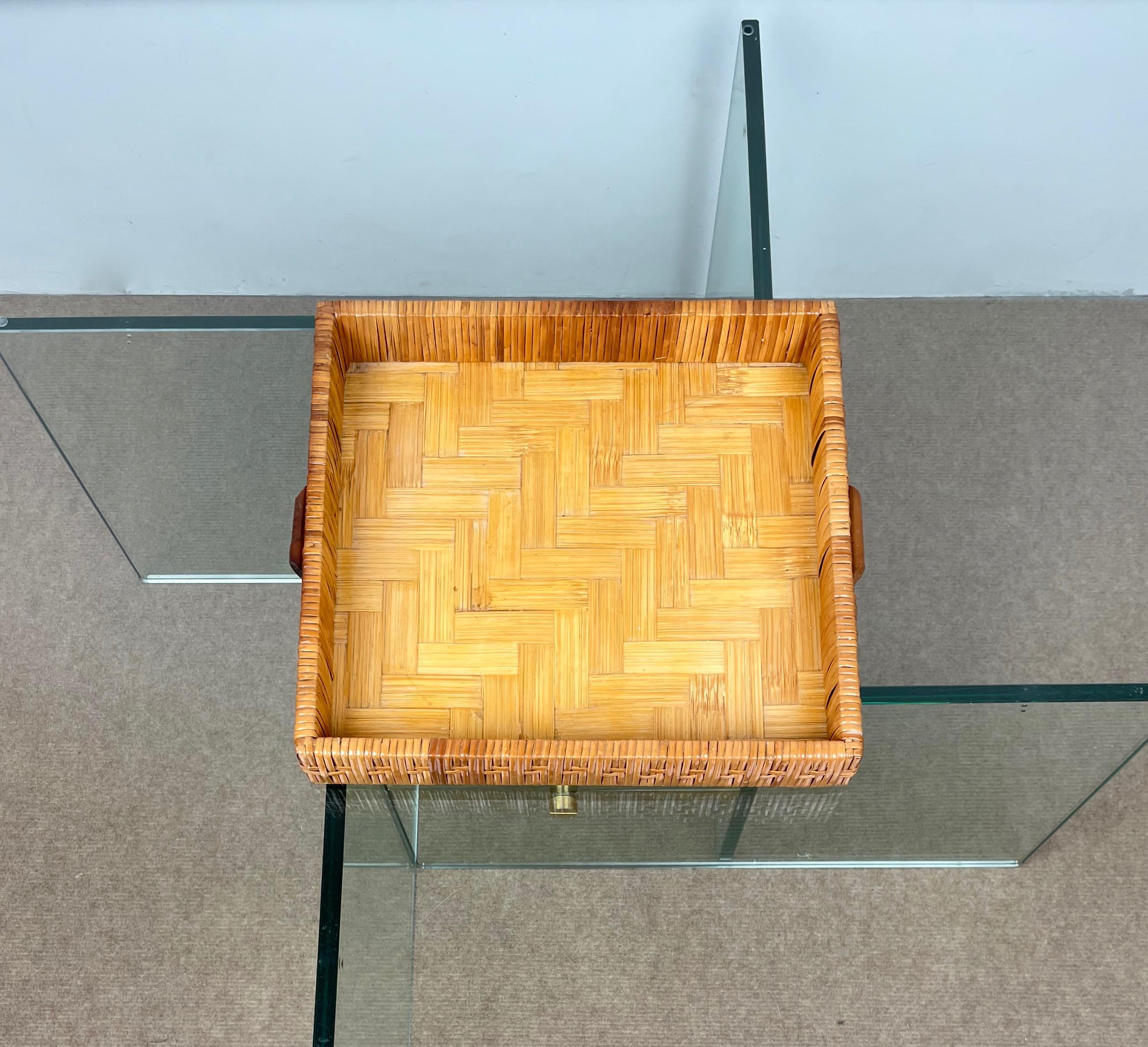 Serving Tray Centerpiece Bamboo & Rattan, Italy, 1970s For Sale 3