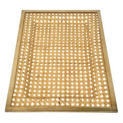Serving Tray Centrepiece Christian Dior Home Brass Lucite and Wicker, 1970s