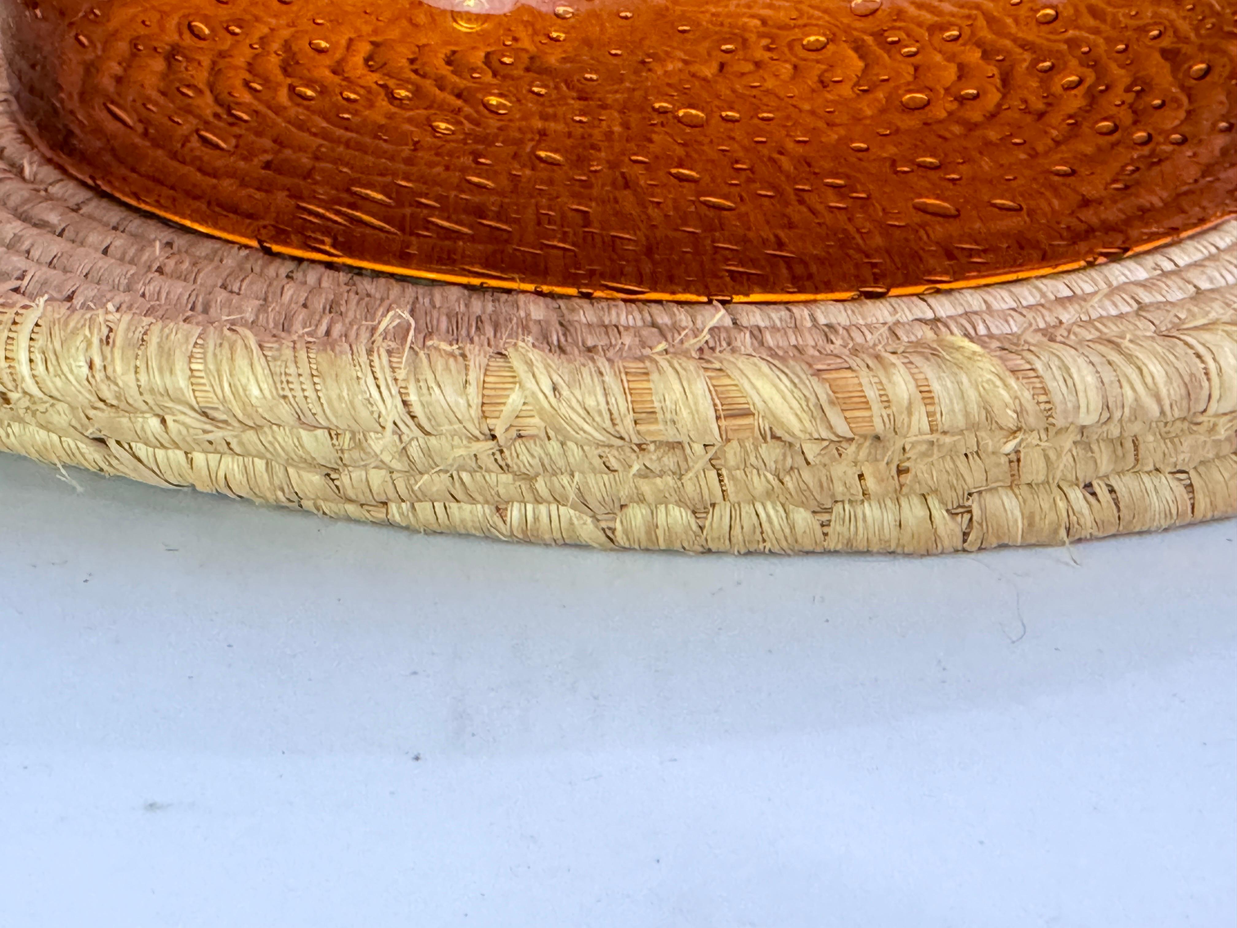Bandeja de Servir Plato Cloche Campana para Queso o Fruta en Ratán y Cristal Italia en Bueno estado para la venta en Auribeau sur Siagne, FR