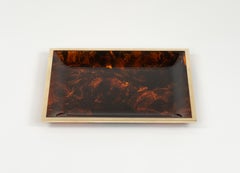 Bandeja para servir imitación carey y latón Estilo Christian Dior, Italia Años 70