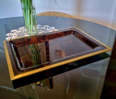 Vassoio da portata in tartaruga e ottone in stile Christian Dior, Italia anni '70