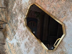 Serving Tray in brass and black glass Italy 70s