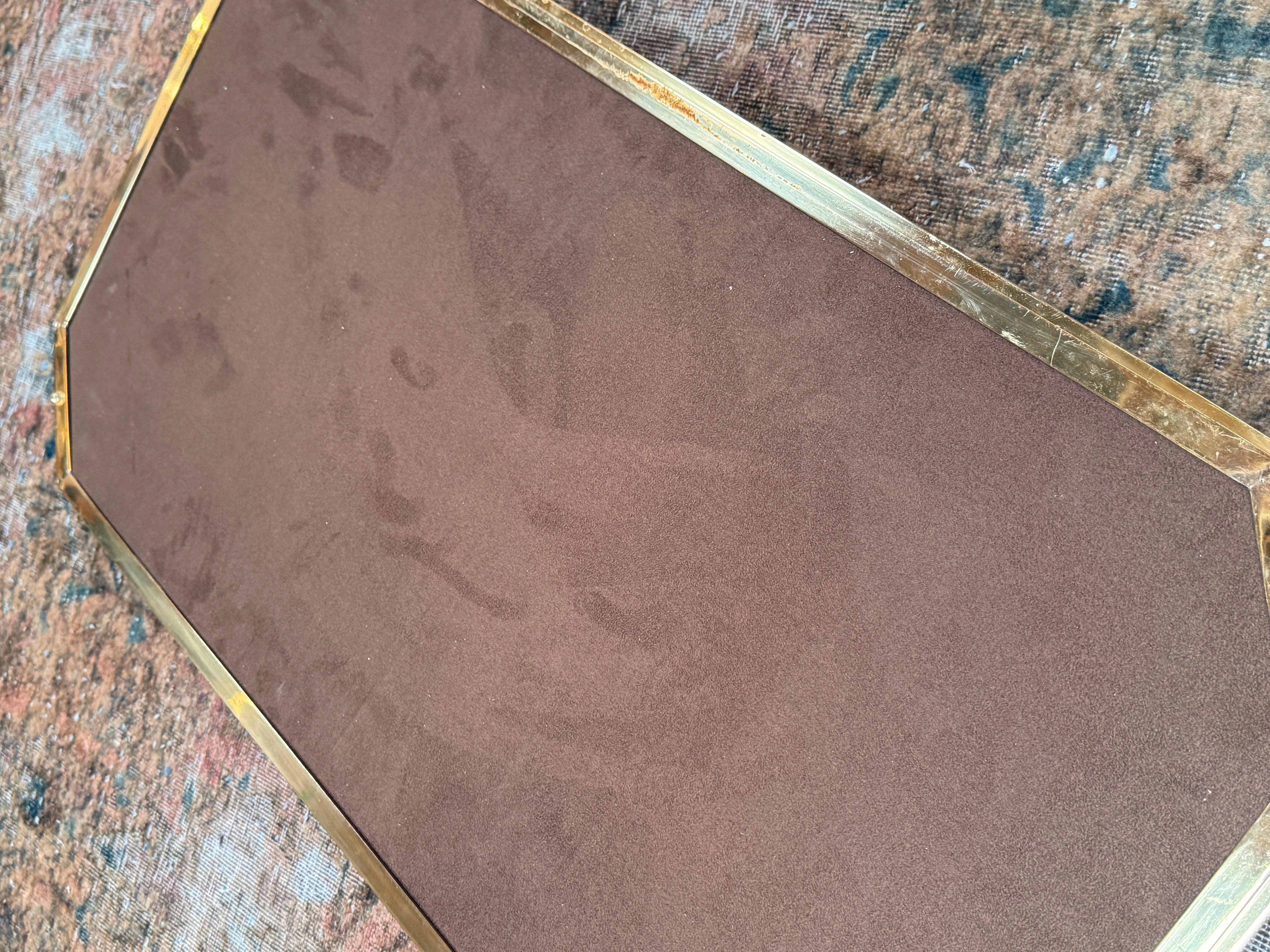 Late 20th Century Serving Tray in brass and black glass Italy 70s For Sale