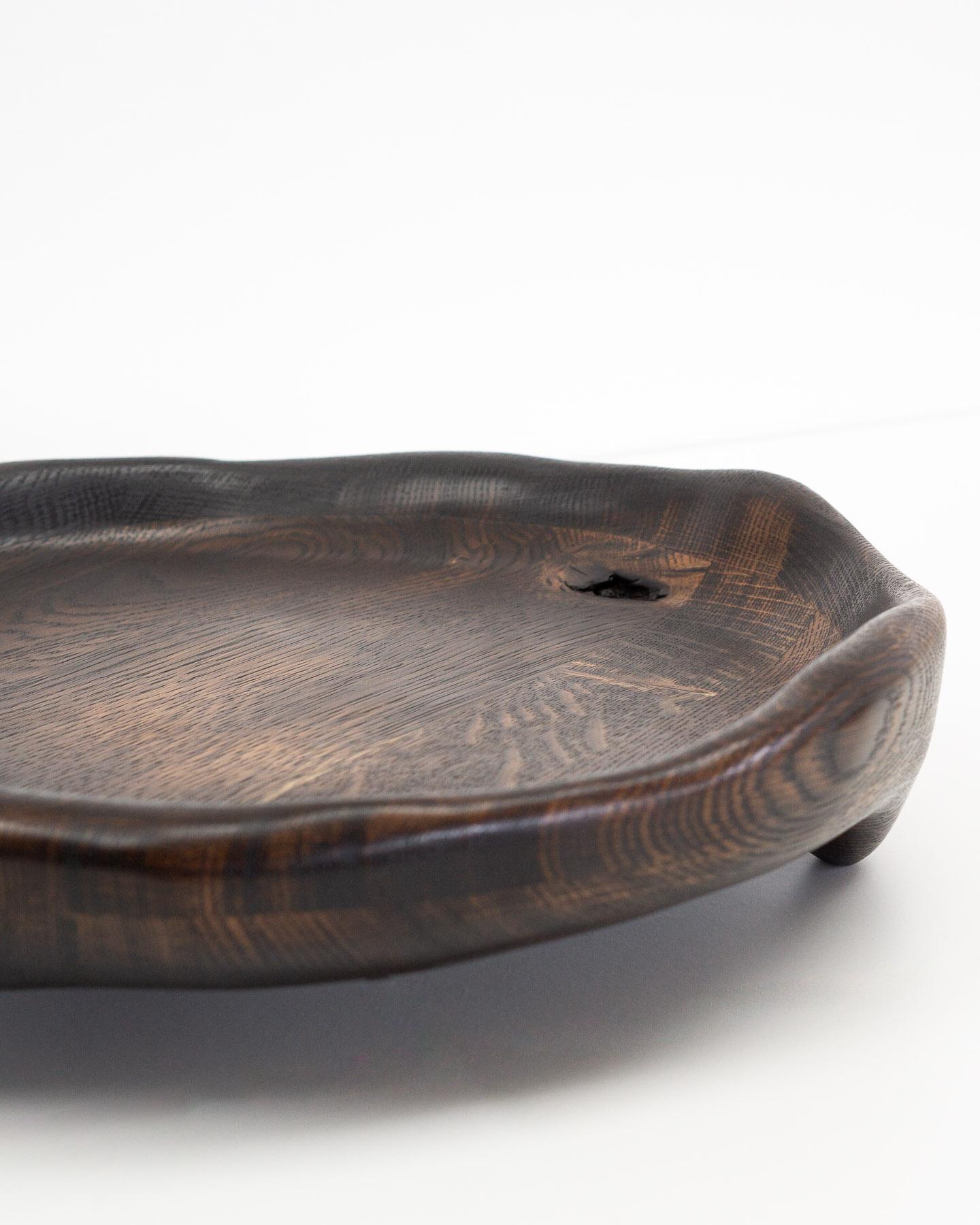 Intagliato Vassoio da portata in Wood Oak Wood a forma organica in vendita