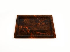 Serving Tray in Effect Tortoiseshell Lucite Christian Dior Style, Italy 1970s