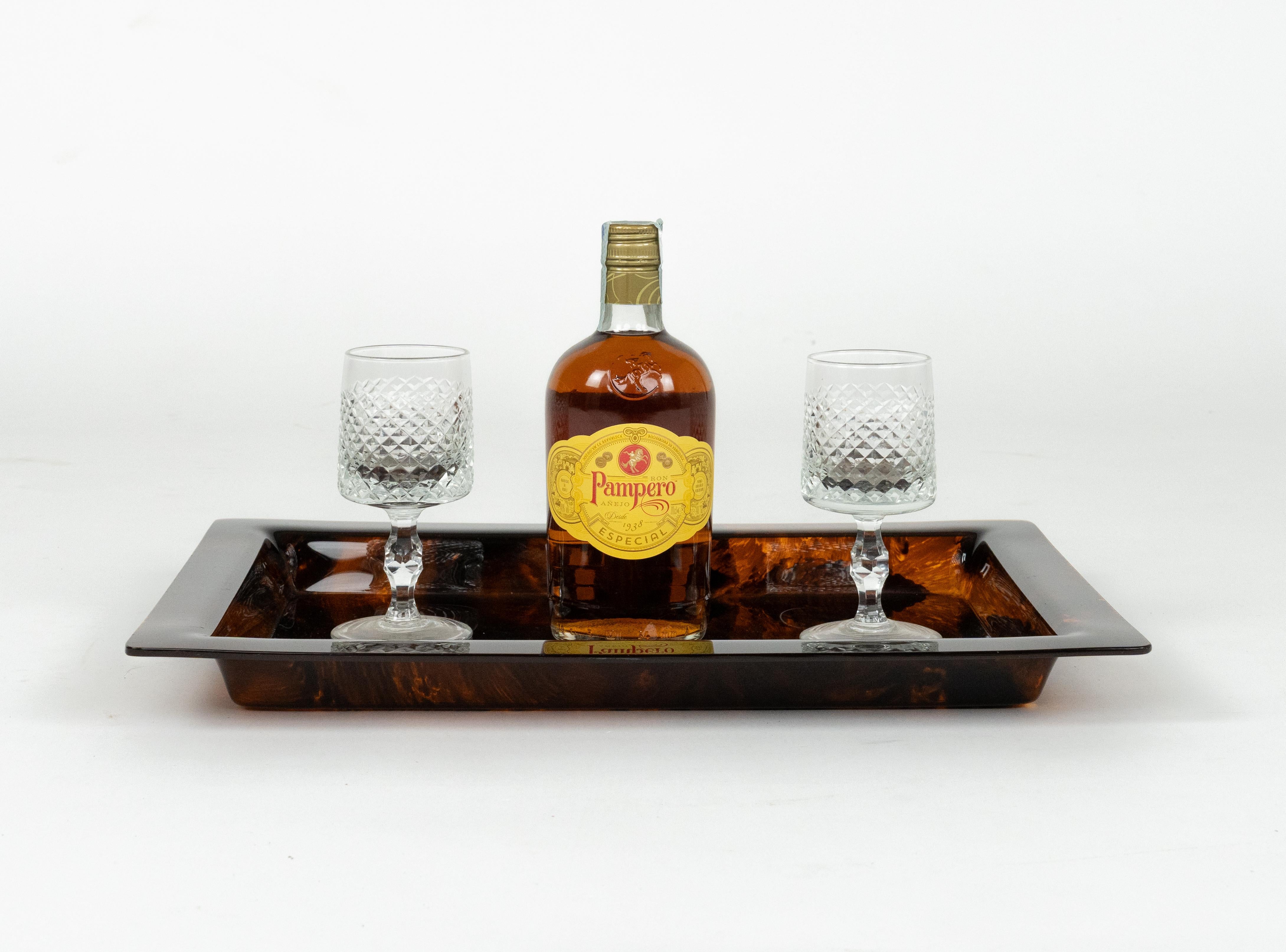 Serving Tray in Effect Tortoiseshell Lucite Christian Dior Style, Italy 1970s For Sale 1