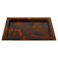 Vintage Serving Tray in Effect Tortoiseshell Lucite Christian Dior Style, Italy 1970s