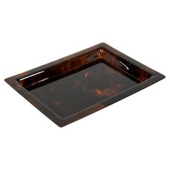 Serving Tray in Effect Tortoiseshell Lucite Christian Dior Style, Italy 1970s