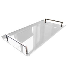 Serving Tray in Lucite and Polished Nickel by Charles Hollis Jones