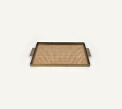 Serviertablett aus Lucite, Rattan und Messing im Christian Dior-Stil, Italien, 1970er Jahre