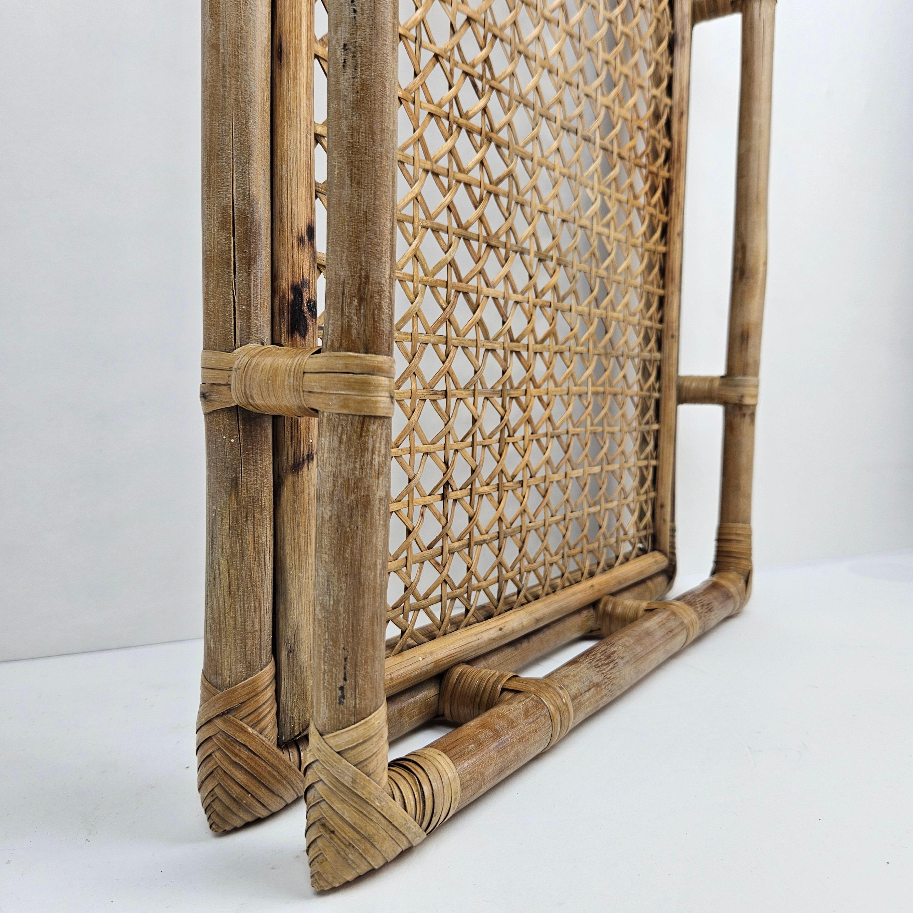 Serviertablett aus Rattan und Korbweide, Italien 1970er Jahre im Angebot 4