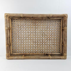 Serving Tray in Rattan and Wicker, Italy 1970s