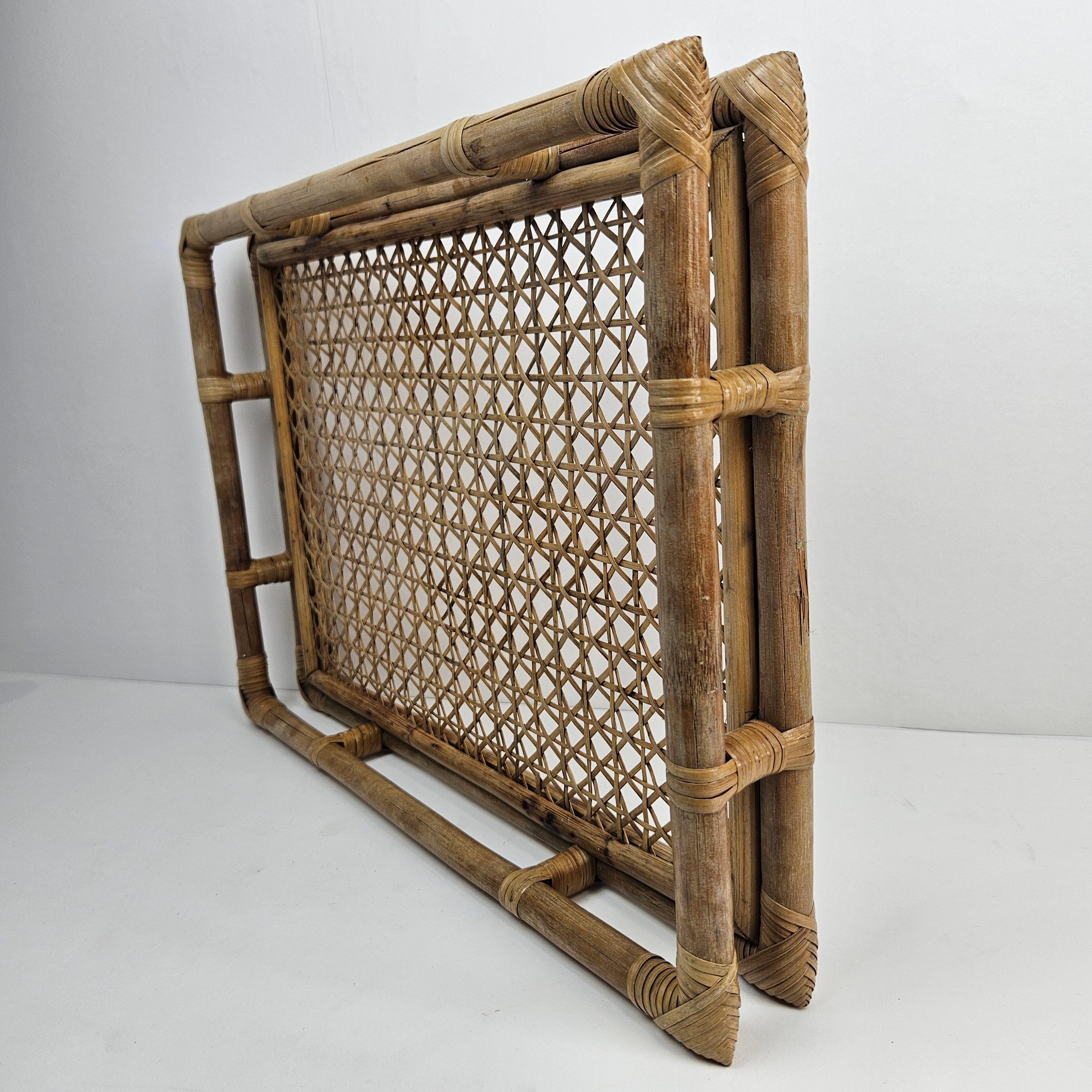 Serviertablett aus Rattan und Korbweide, Italien 1970er Jahre im Angebot 2